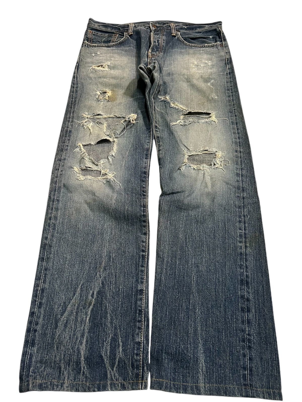 Japanese Brand × Kapital × Vintage Vtg Edwin505 Selvedge Distressed Grunge Rock Punk Denim ☠️🎌🎌 Size US 34 / EU 50 - 1 Thumbnail