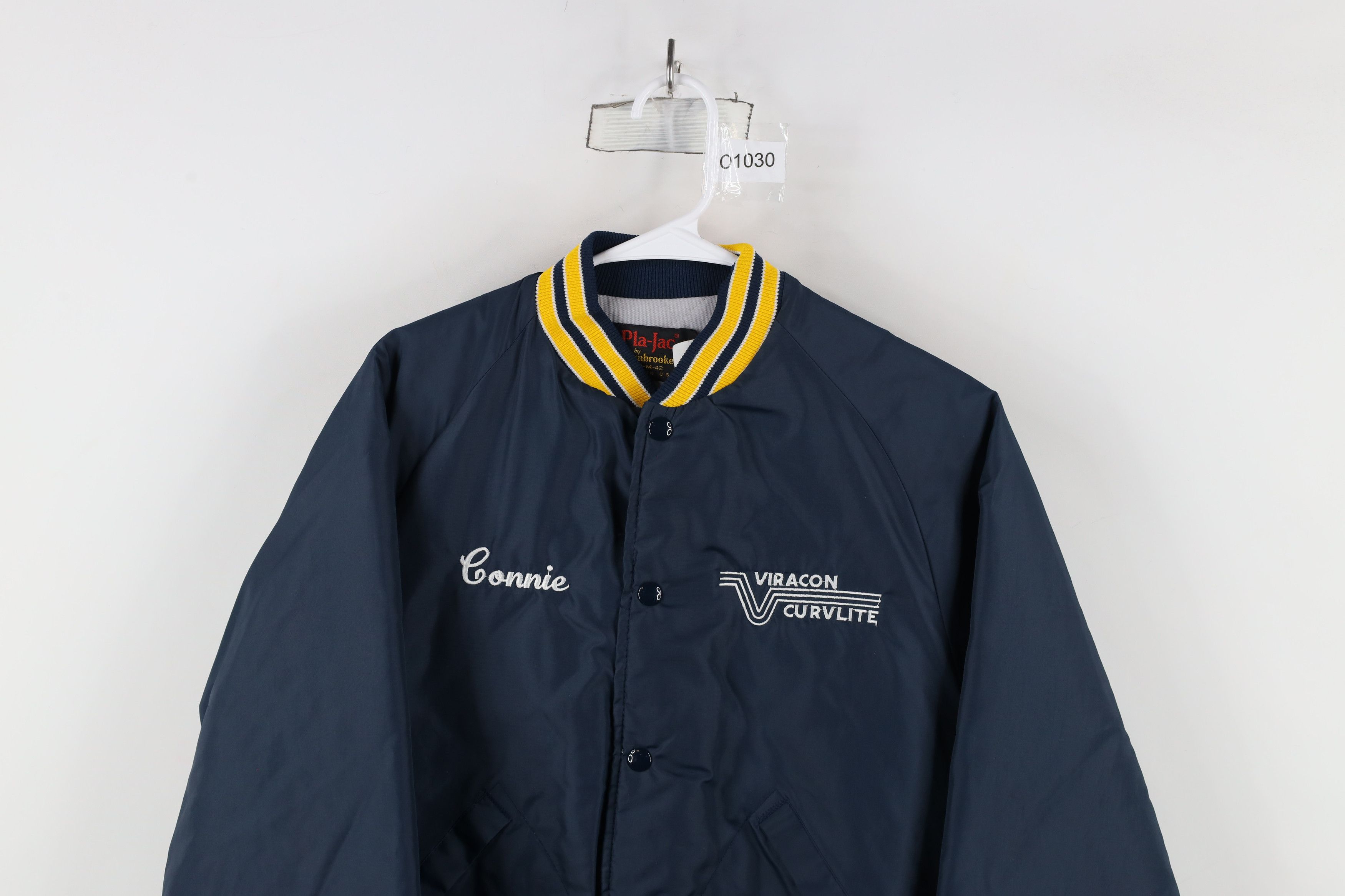 Vintage Vinage 80s Curvlite Glass Quilted Bomber Jacket Blue USA Size US M / EU 48-50 / 2 - 2 Thumbnail