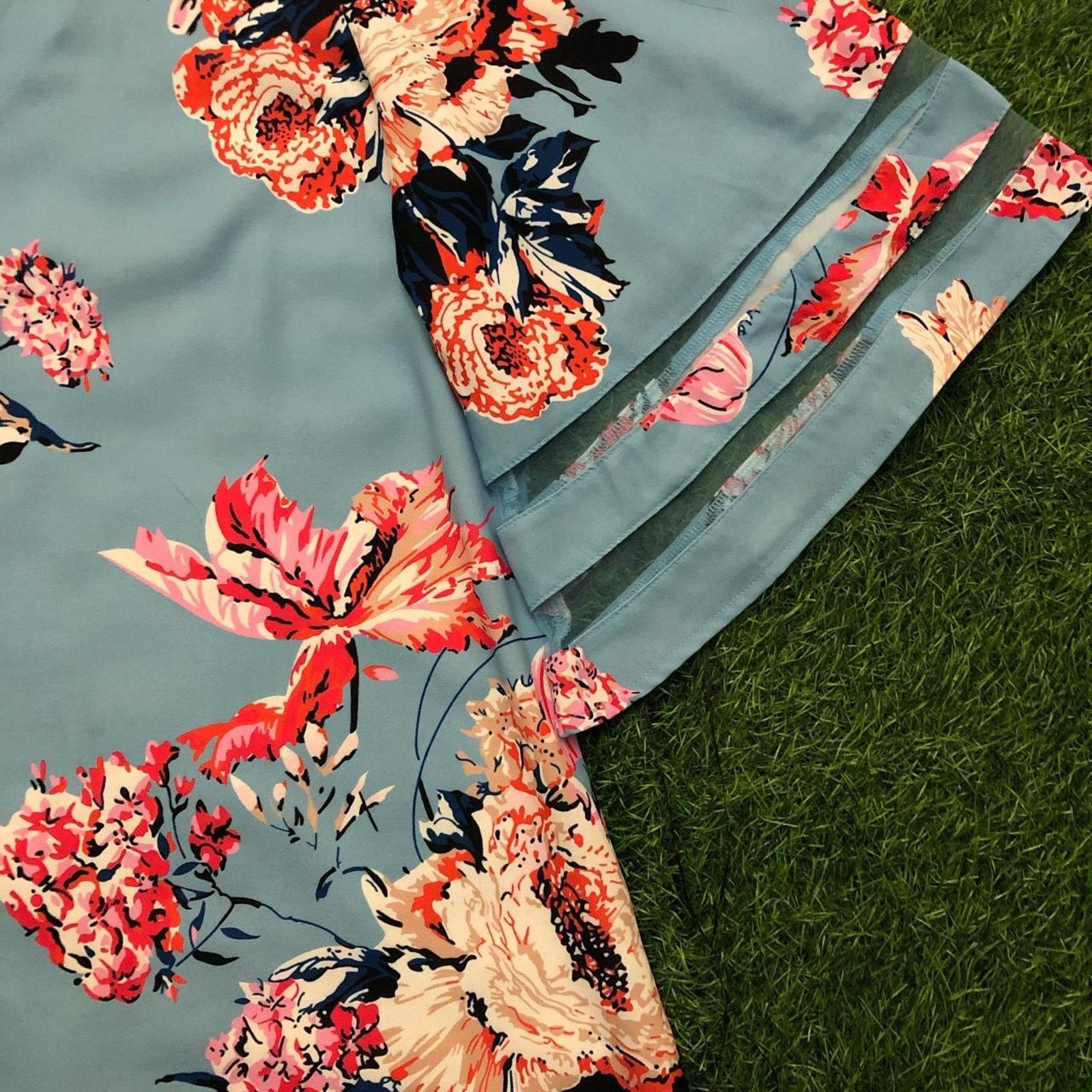 Other Women's Blue/Floral Wide Sleeve Blouse Size L / US 10 / IT 46 - 3 Thumbnail
