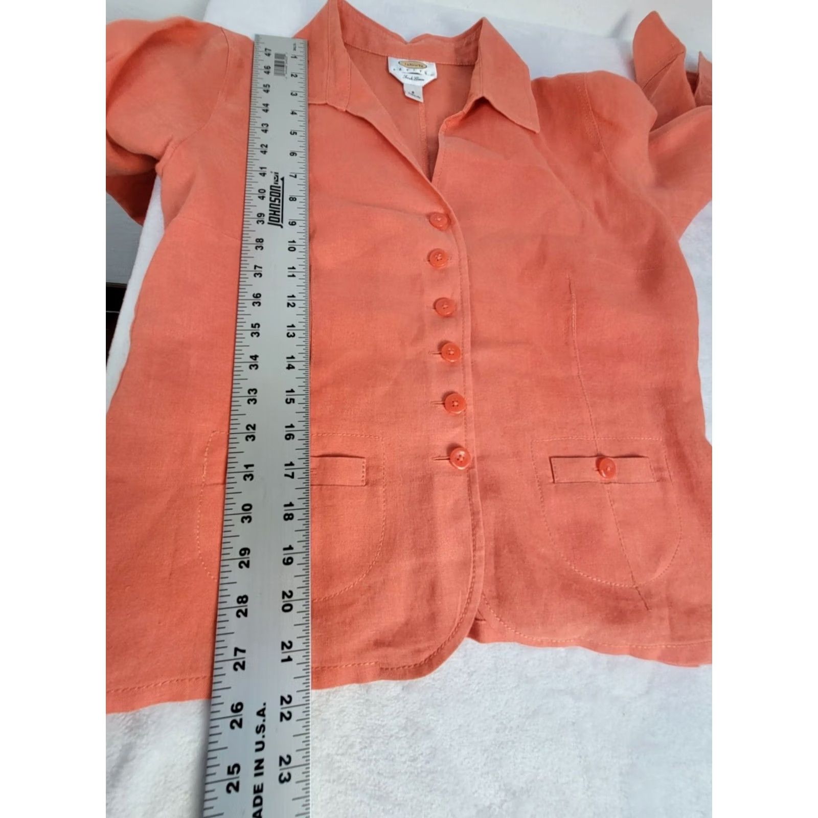 Talbots Talbots Petites Coral Linen Button Front Blazer Jacket 8P Casual Womens Blazer Size M / US 6-8 / IT 42-44 - 7 Thumbnail