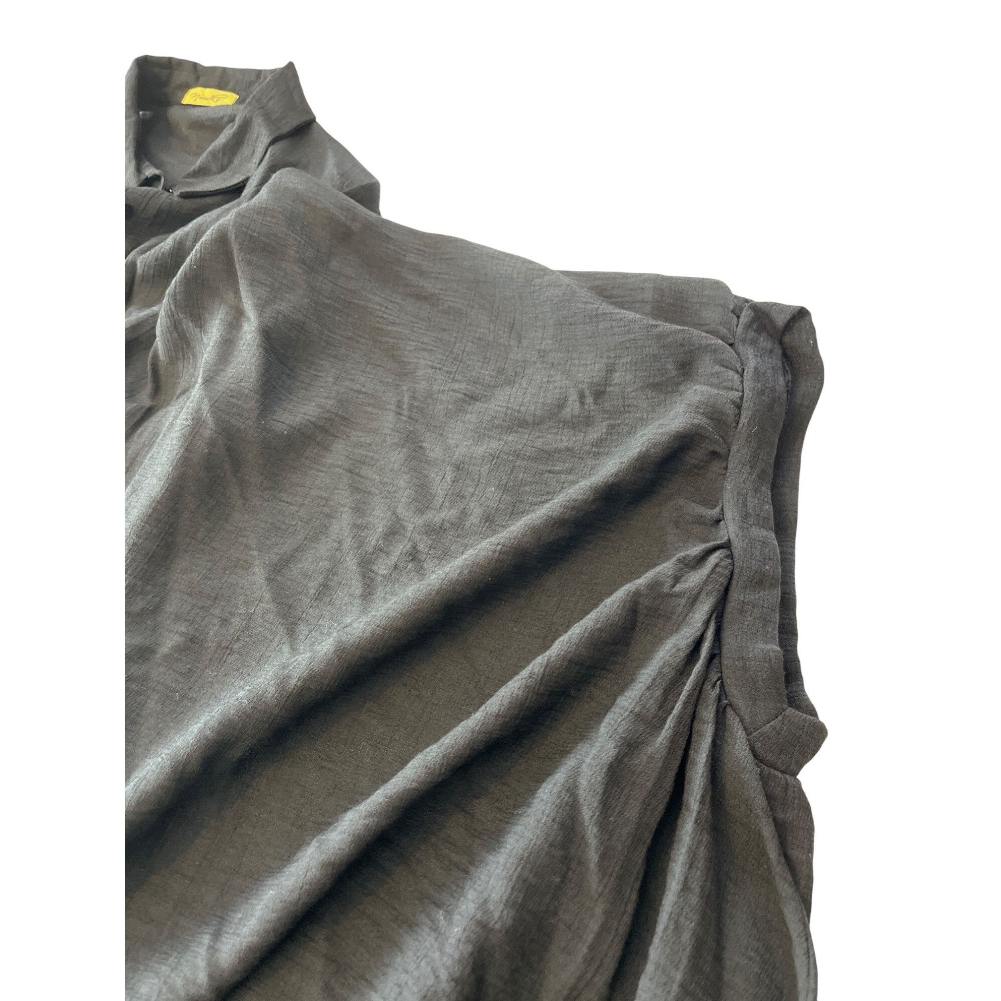 Vintage Striking Black Oversized Button-Up Blouse W/ Unique Draped S Size M / US 6-8 / IT 42-44 - 6 Thumbnail