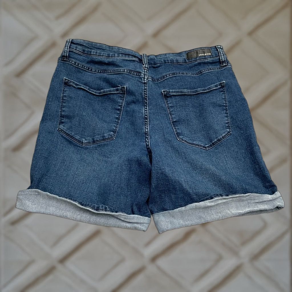 DKNY DKNY Jeans Shorts Denim Womens 14 Blue Dark Wash High Rise Stretch Casual 34x7 Size 36" / US 14 / IT 50 - 1 Thumbnail