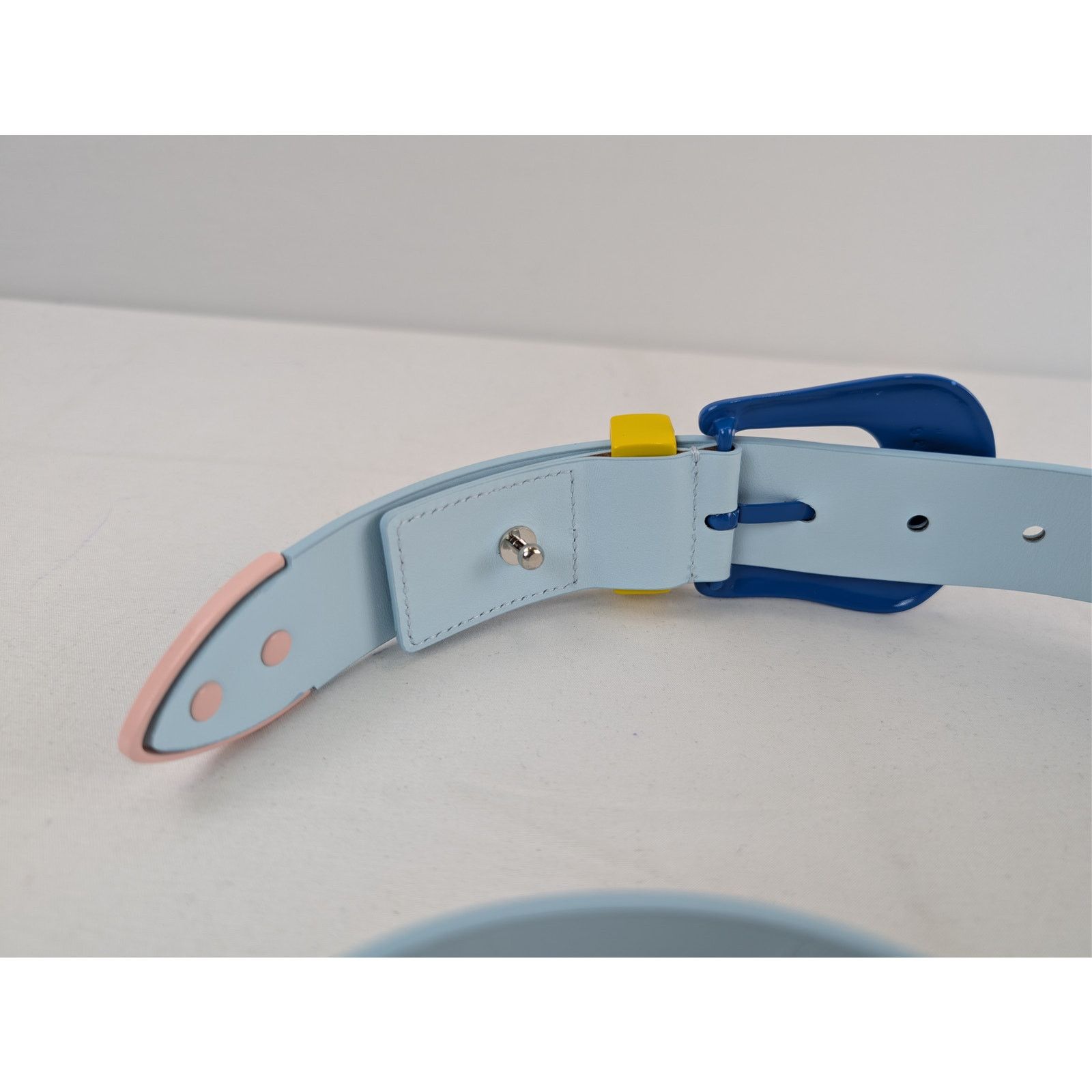 Casablanca o1rshd1 Size: 90 / Leather Comboy Buckle Belt in Light Blue Size 36 - 8 Thumbnail