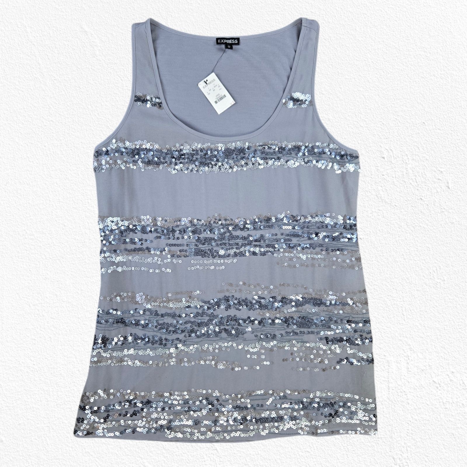 Express Express Silver Sequin Partywear Top Size Large Size L / US 10 / IT 46 - 2 Thumbnail