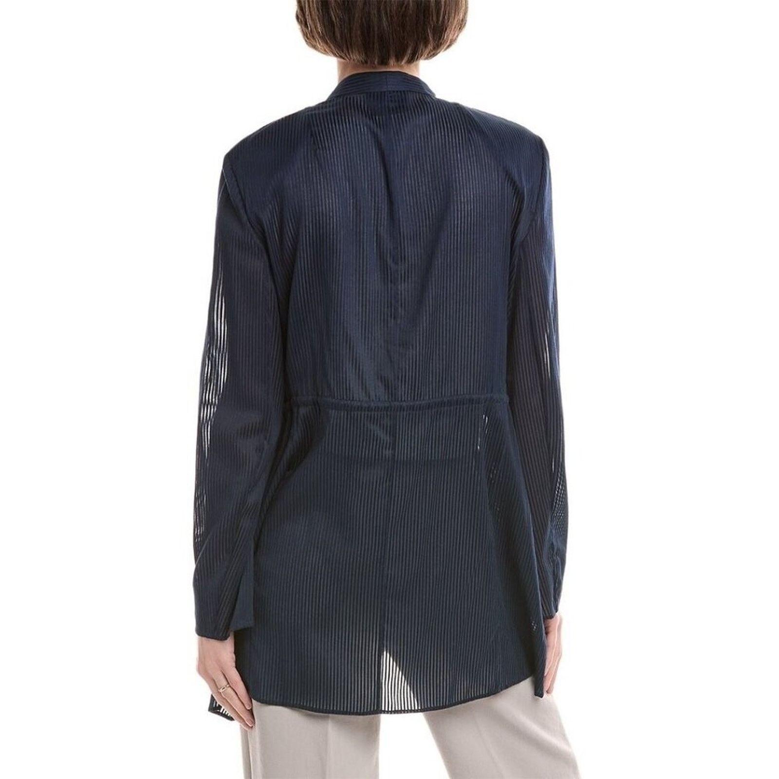 Akris Akris Gionata Silk Blend Striped Jacket Size 8 Navy Size M / US 6-8 / IT 42-44 - 5 Thumbnail