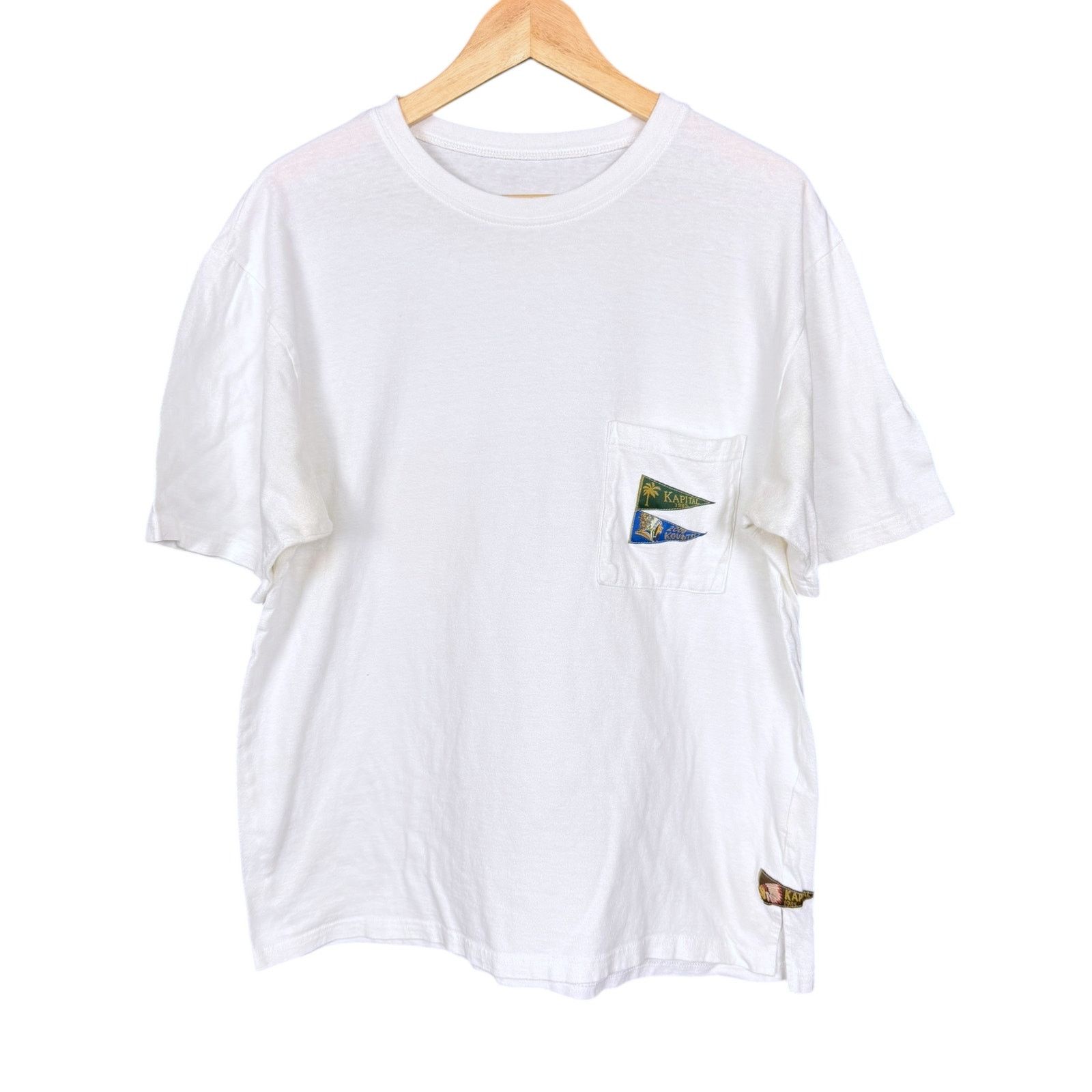 Kapital Pennant Embroidered White Boxy Pocket T-Shirt Japan
