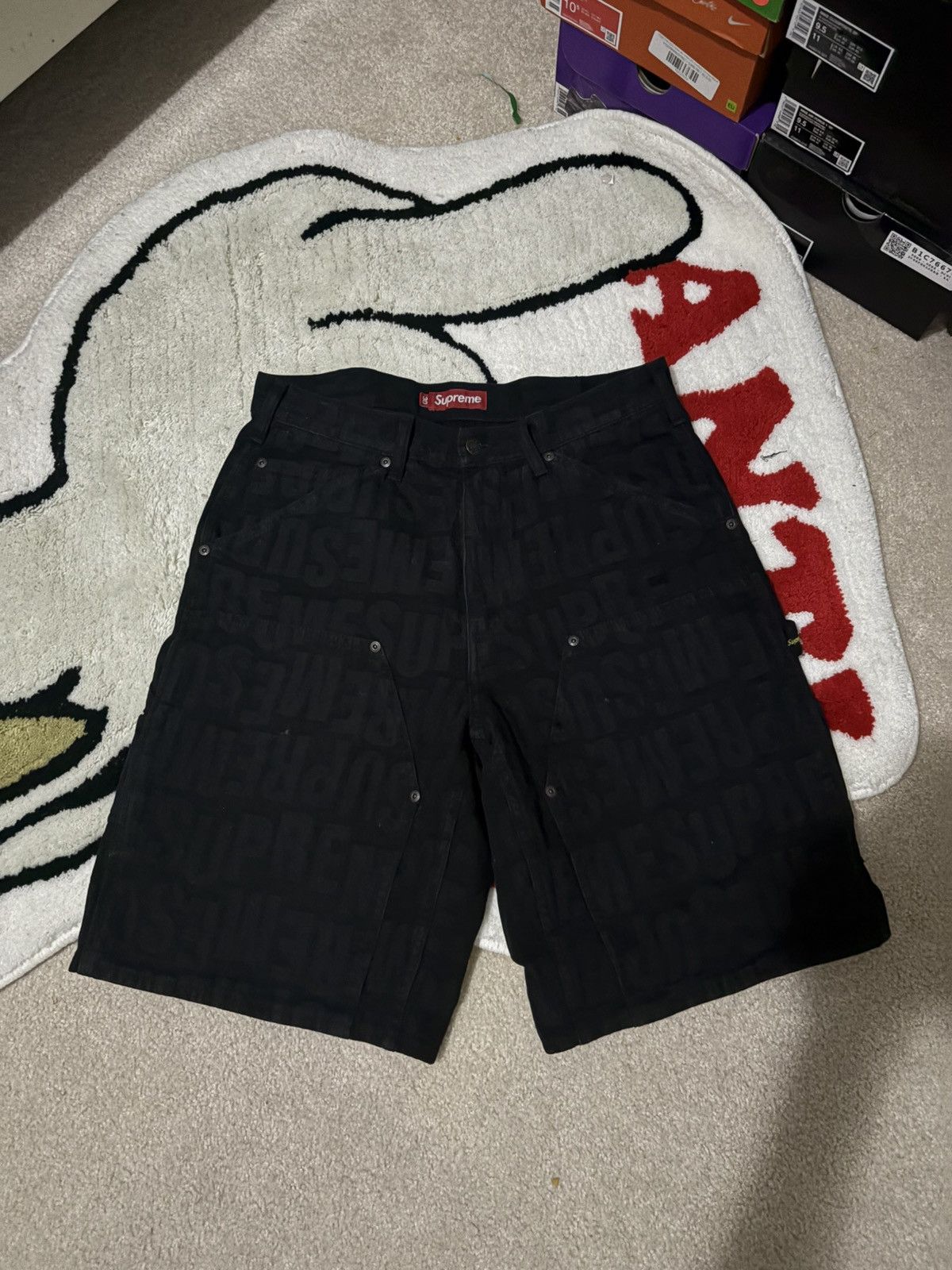 Supreme Supreme Flames Jacquard Baggy Denim Short | Grailed