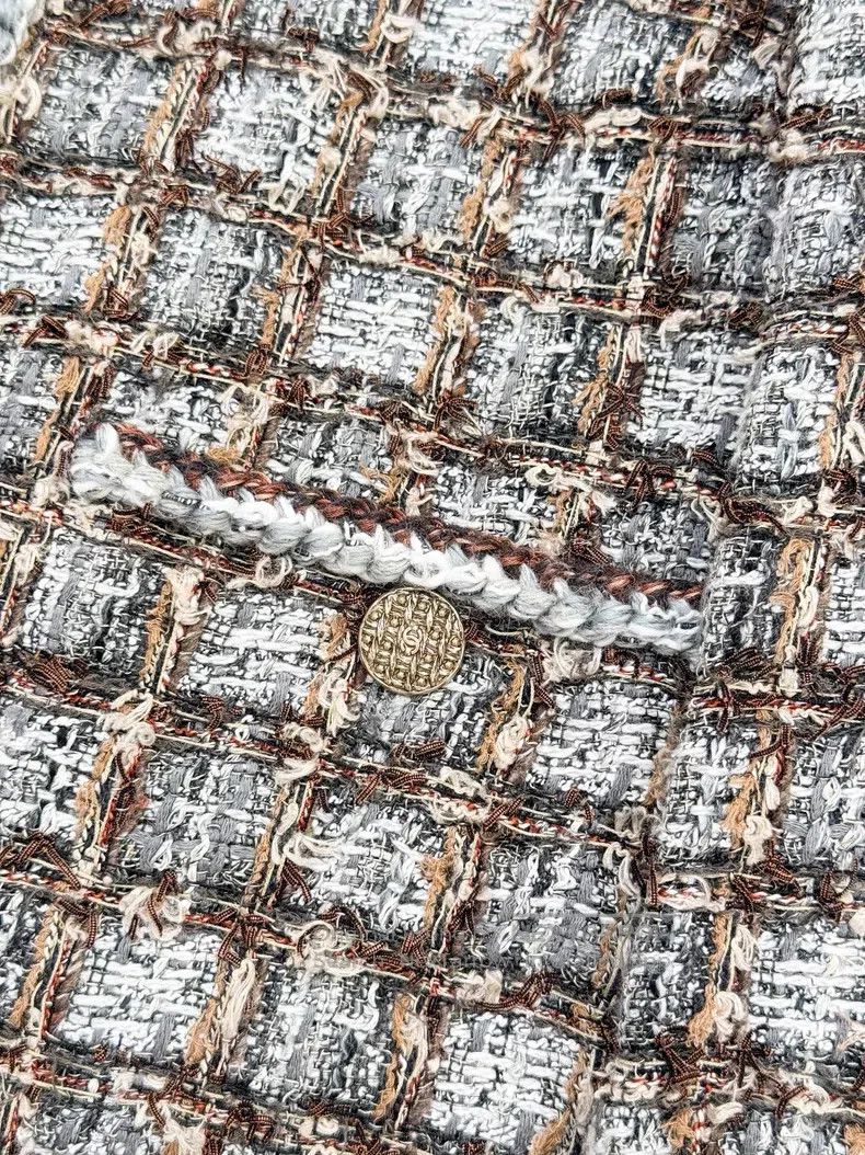 Chanel Chanel Gray coffee-colored tweed rolled edge woven jacket Size XS / US 0-2 / IT 36-38 - 4 Thumbnail