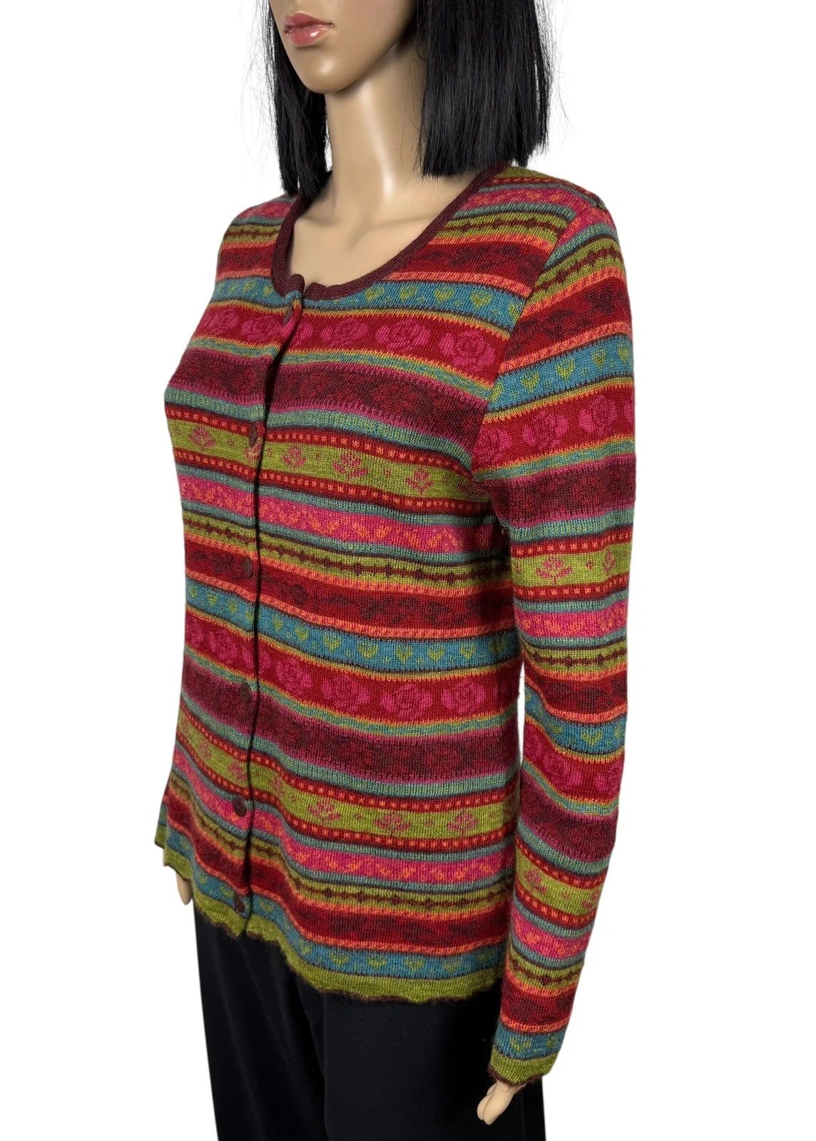 Other Flomax Wool Knit Cardigan Striped Floral Pattern size S Size S / US 4 / IT 40 - 4 Thumbnail
