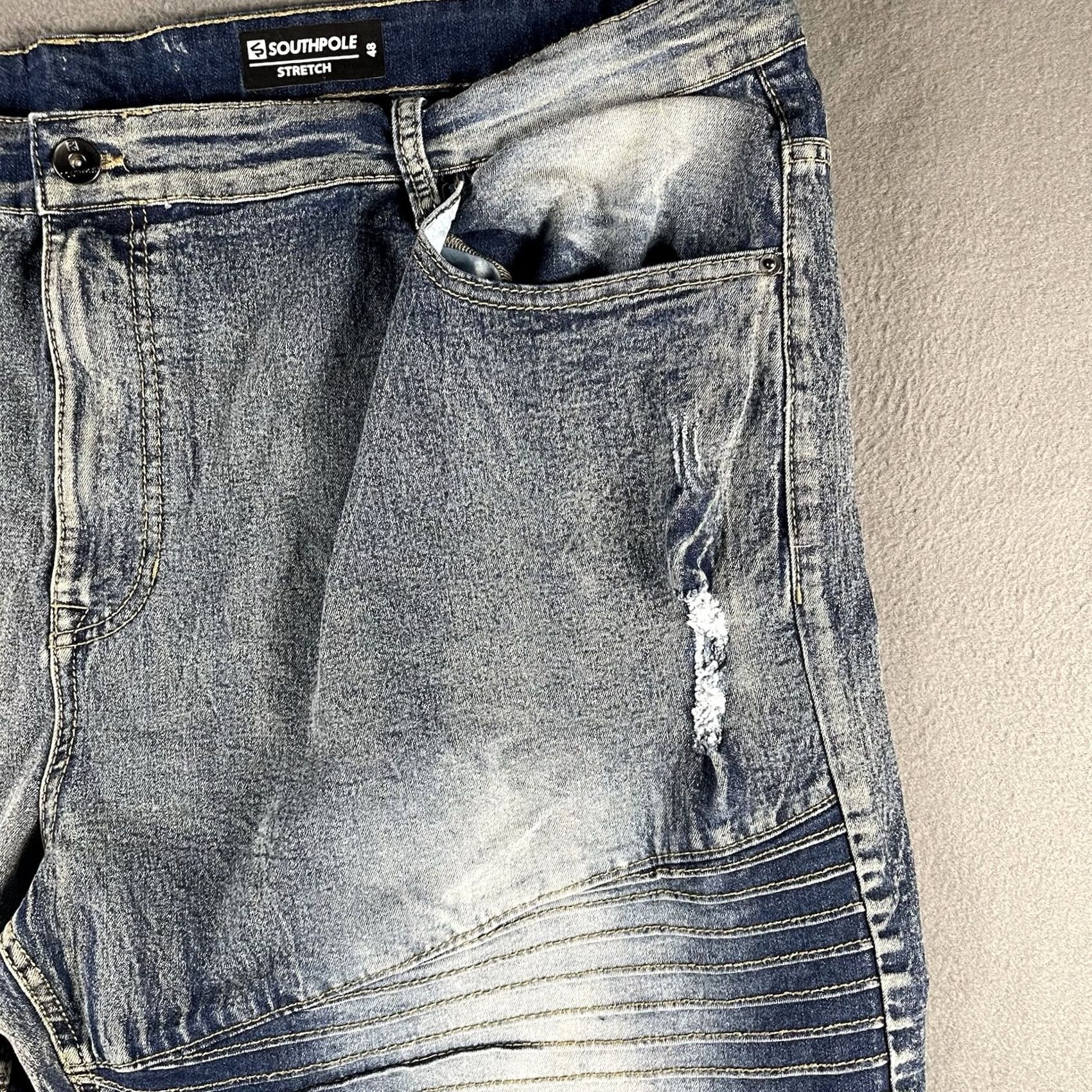 Southpole Southpole Jeans 48 Stretch Acid Wash Moto Distressed 5-Pocket Denim Men’s Jeans Y2K Vintage Not Applicable Size US 32 / EU 48 - 6 Thumbnail