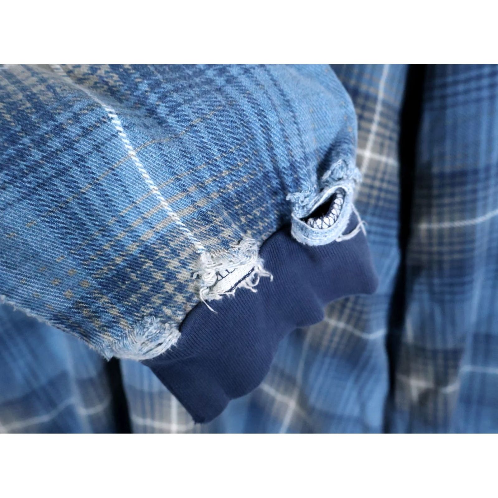 Vintage VINTAGE Structure Polo Shirt XL Blue Plaid Denim Collar USA Tag 90s Long Sleeve Men's Size US XL / EU 56 / 4 - 5 Thumbnail