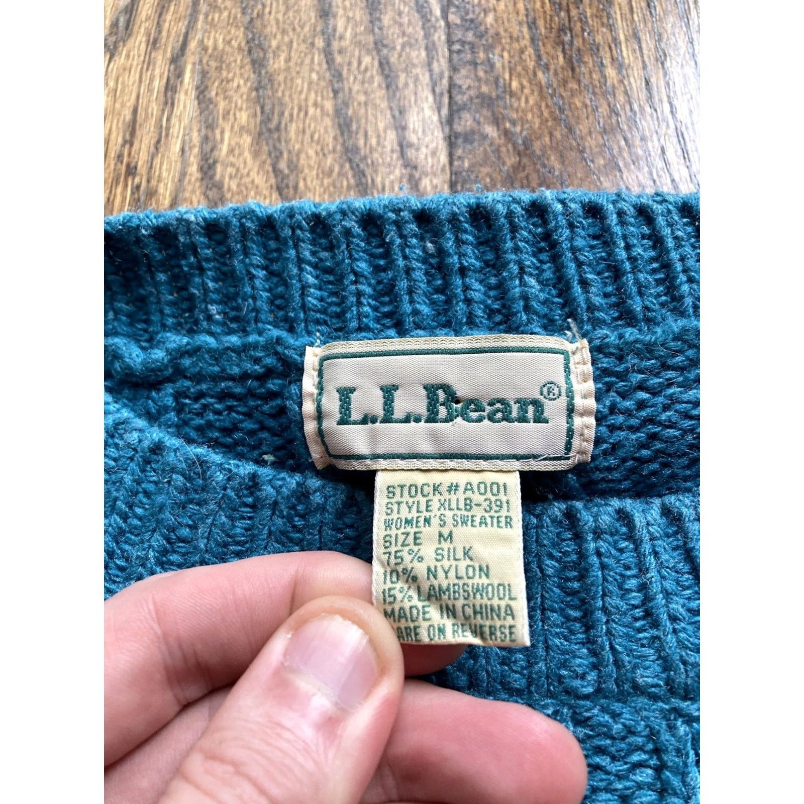 Vintage VINTAGE L.L. Bean Sweater Women M Turquoise Silk Wool Nylon Knit Long Sleeve Pullover Knitwear Medium Size M / US 6-8 / IT 42-44 - 4 Thumbnail