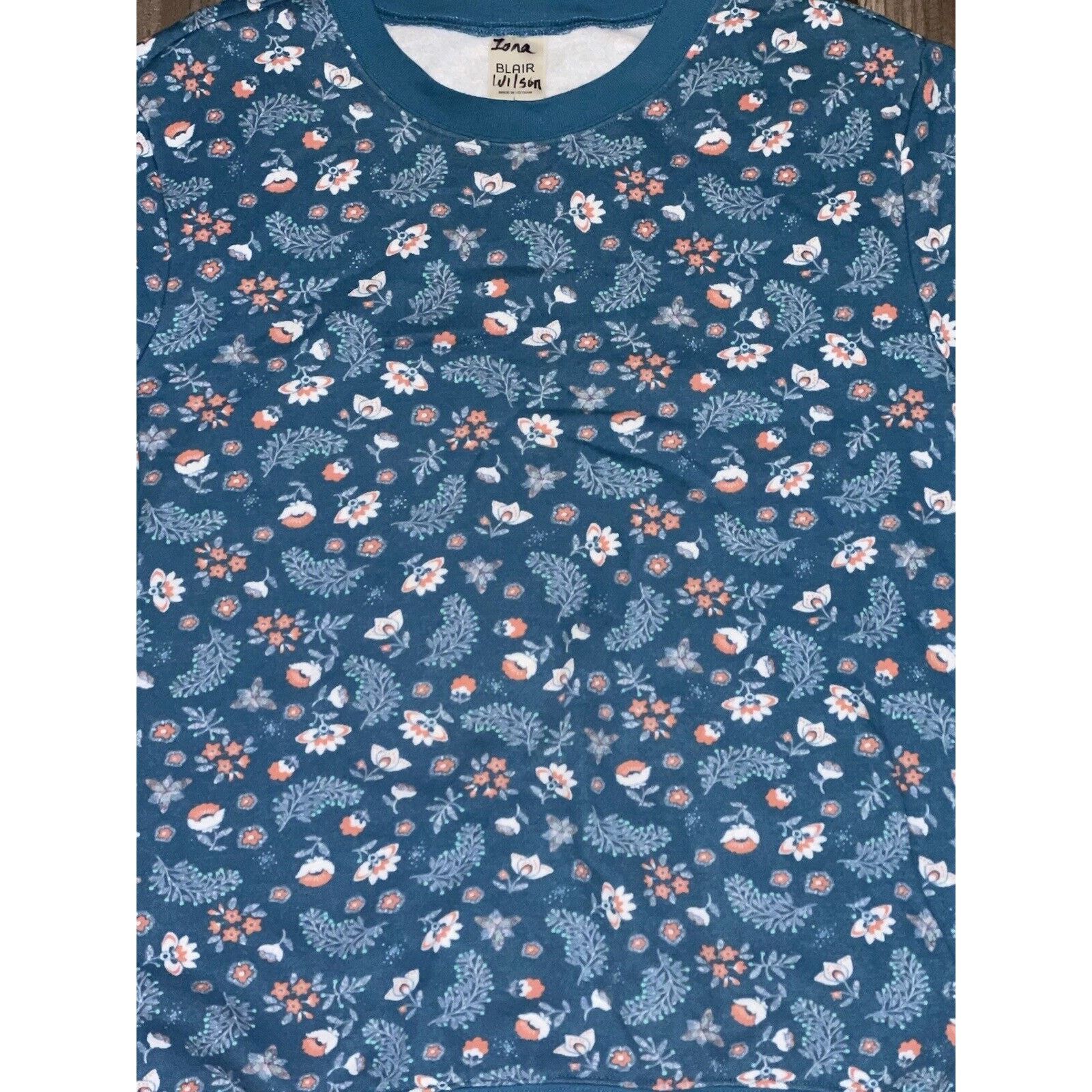 Vintage Vintage Floral Crewneck Sweatshirt Turquoise Large Size L / US 10 / IT 46 - 2 Thumbnail