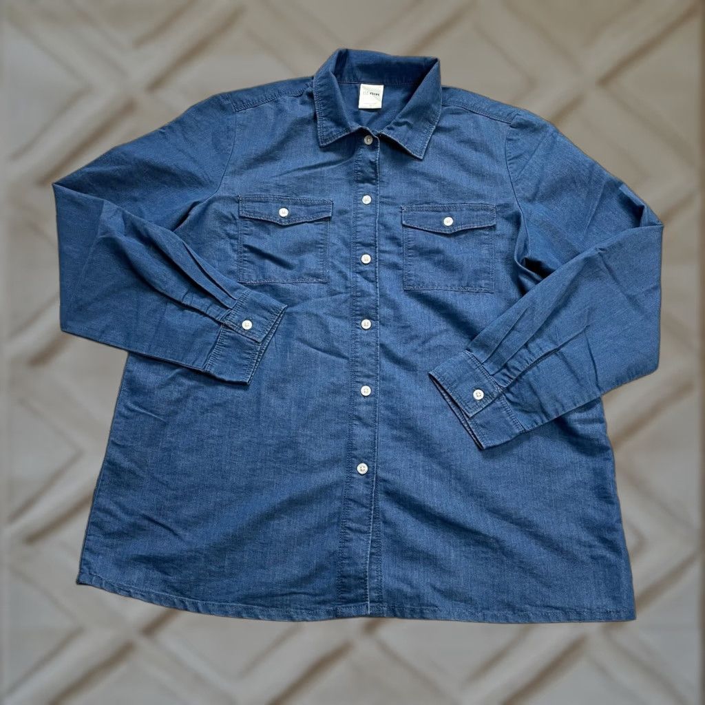 Blair Blair Shirt Women Medium Blue Denim Button Up Pocket Collared Chambray Casual Size M / US 6-8 / IT 42-44 - 1 Thumbnail