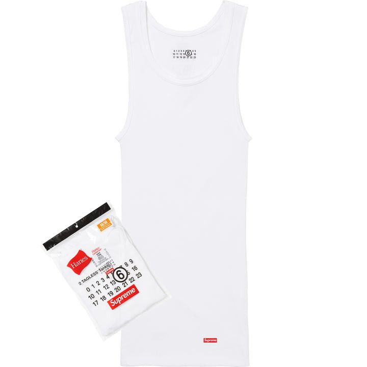 image of mm6 Maison Margiela/hanes Tagless Tank Top (1) in White, Men's (Size XL)