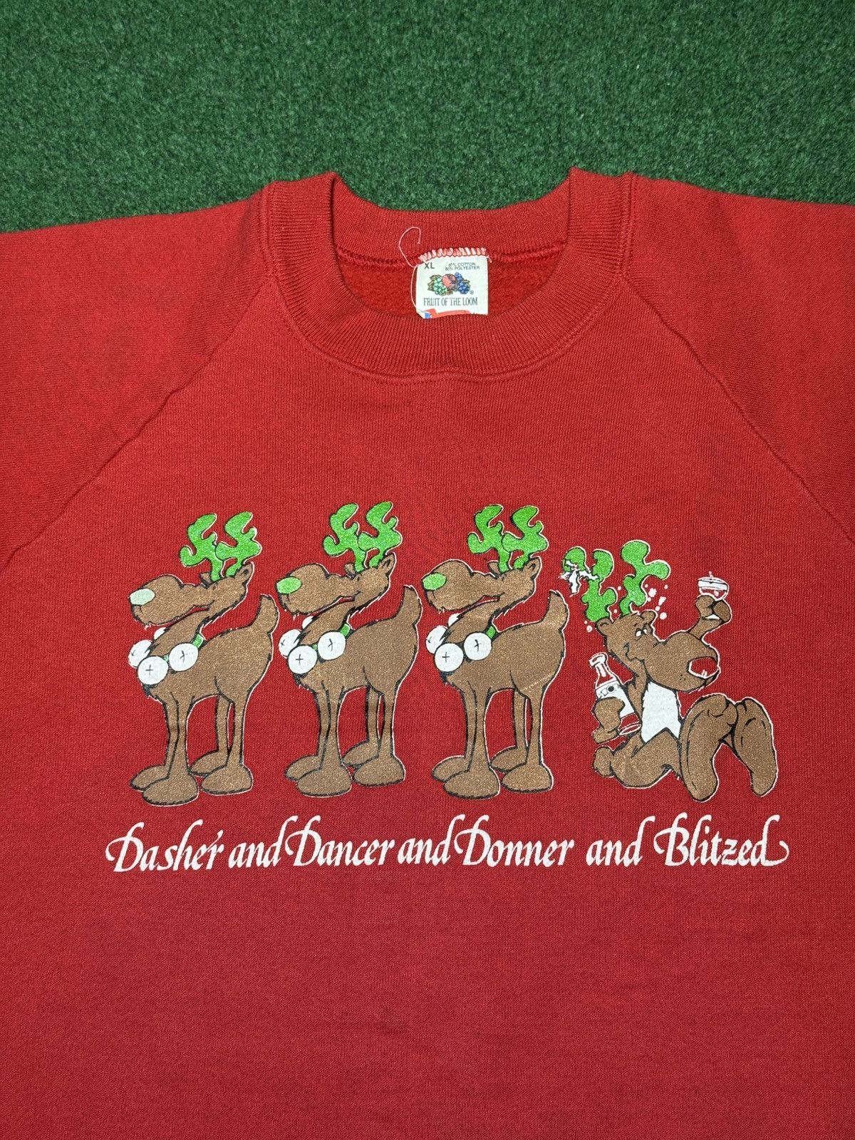 Vintage Vtg 90s Santa’s Reindeer Blizted Funny Ugly XL Sweatshirt Size US XL / EU 56 / 4 - 2 Thumbnail