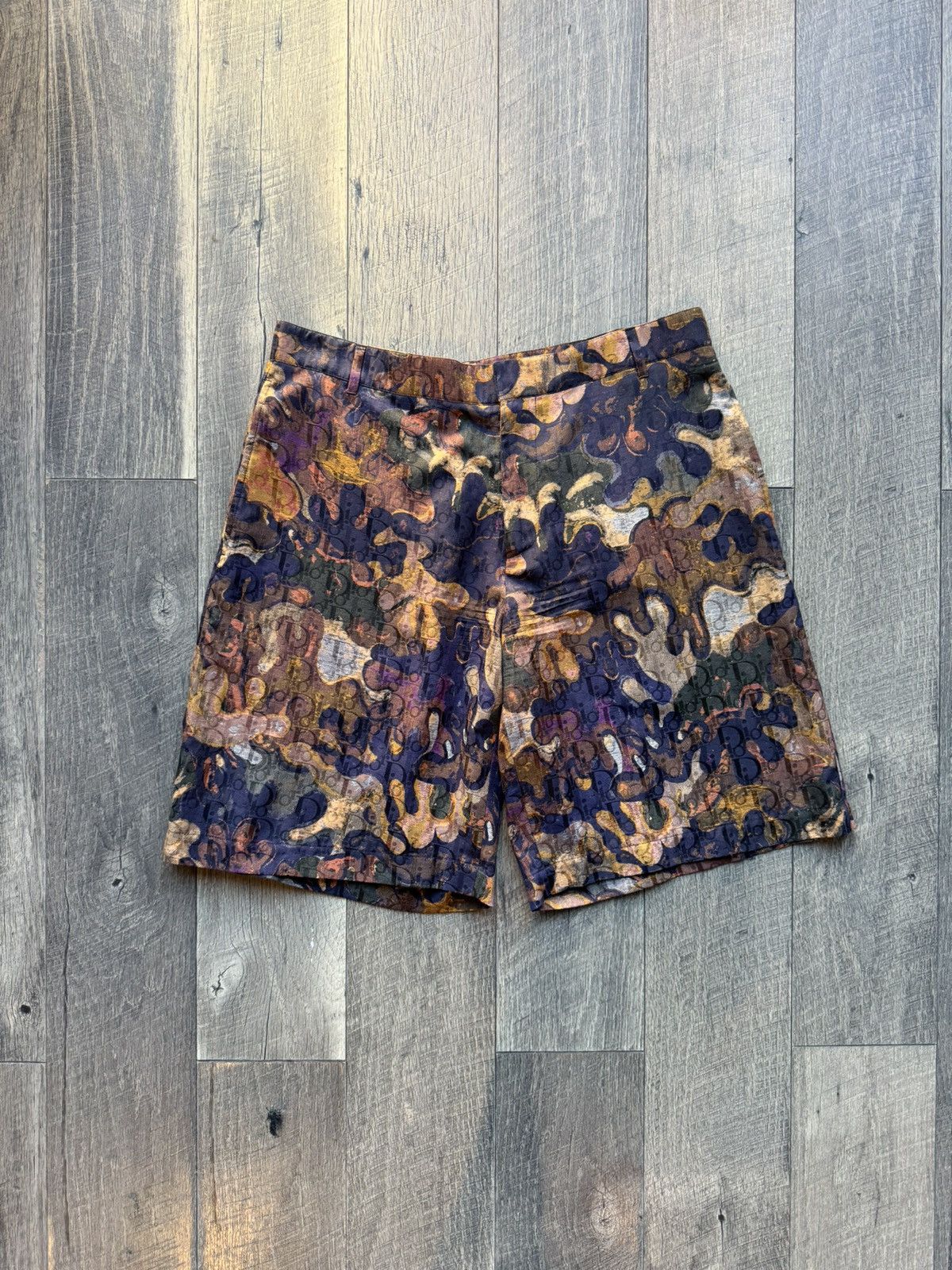 Dior x Peter Doig Runway Monogram Oblique Silk Shorts - 52