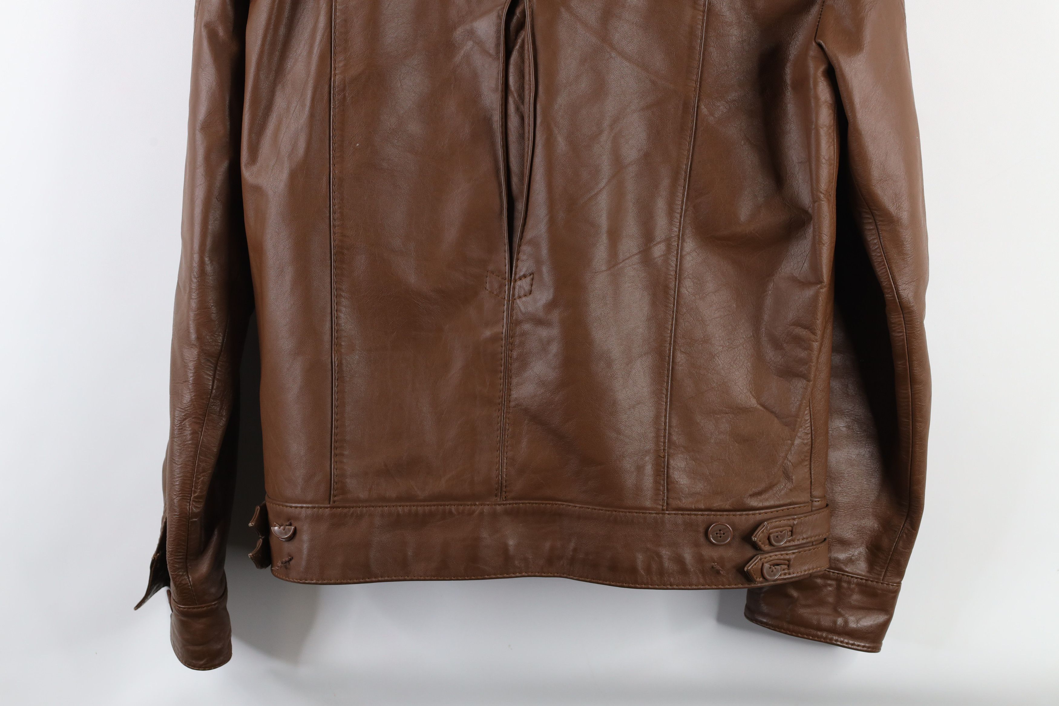 Vintage Vintage 70s Streetwear Lined Leather Bomber Jacket Brown Size US L / EU 52-54 / 3 - 16 Thumbnail