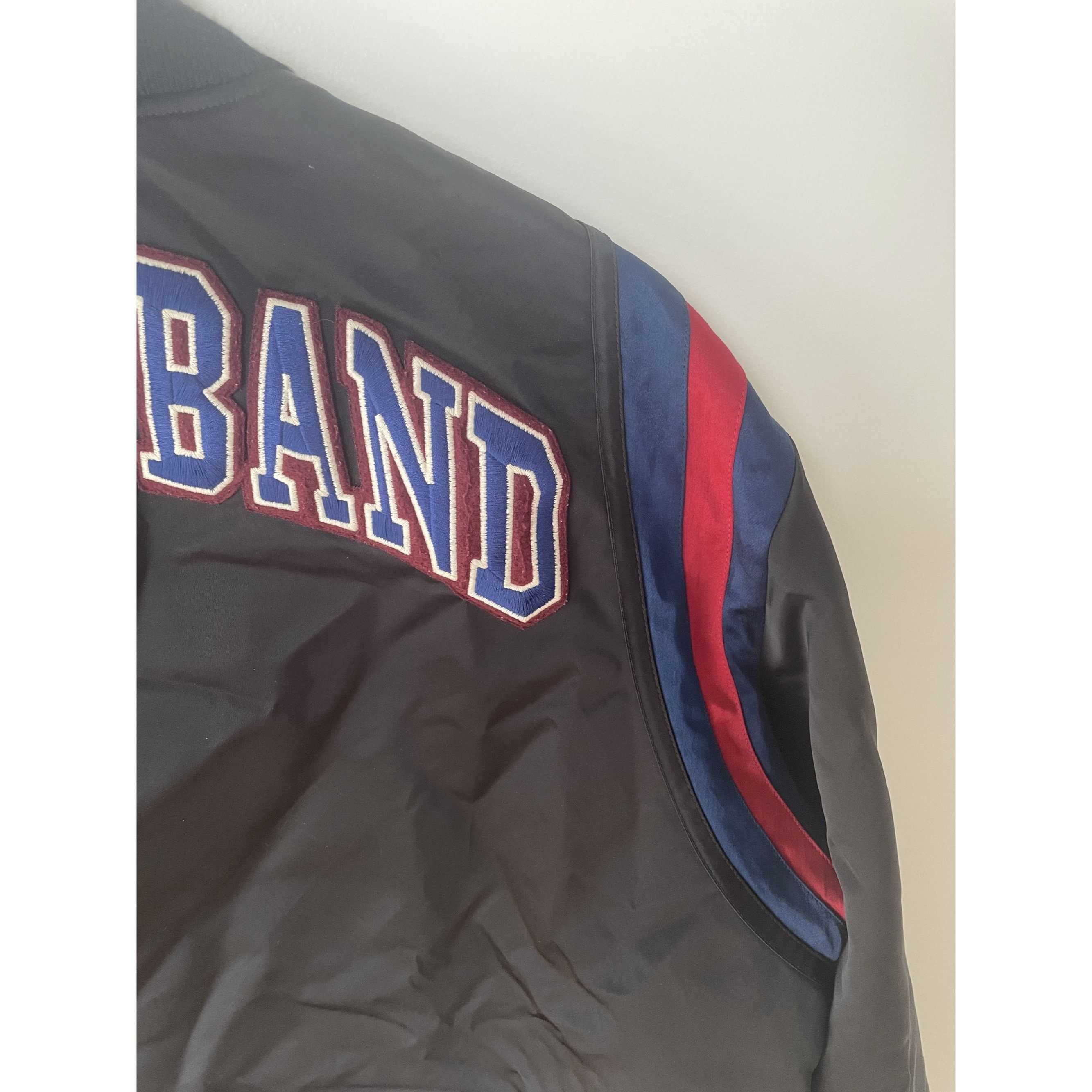 Gucci Gucci Band Black Nylon Bomber Jacket With Red & Blue Stripes Size US L / EU 52-54 / 3 - 4 Thumbnail