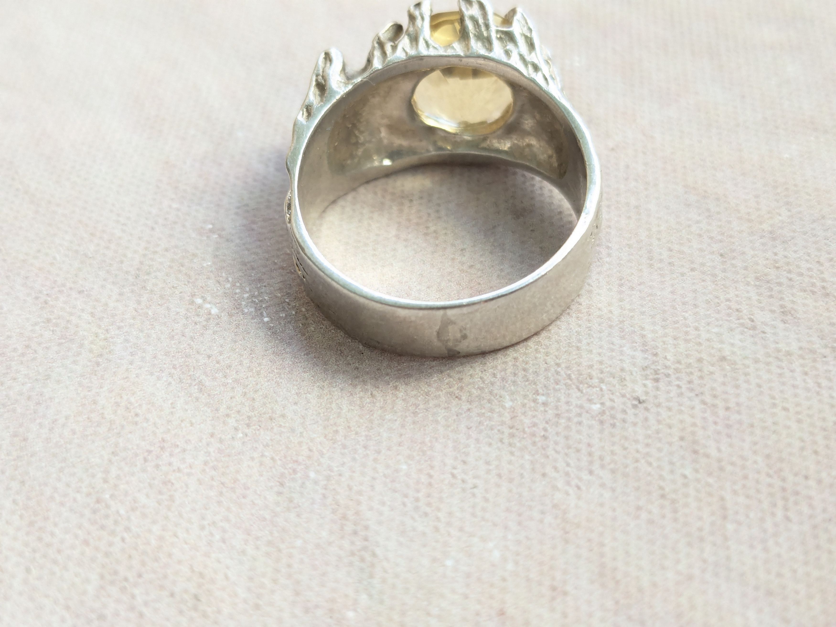 Sterling Silver × Vintage Vintage Sterling Silver Ring Yellow Citrine 7 Brutalist Size ONE SIZE - 9 Thumbnail