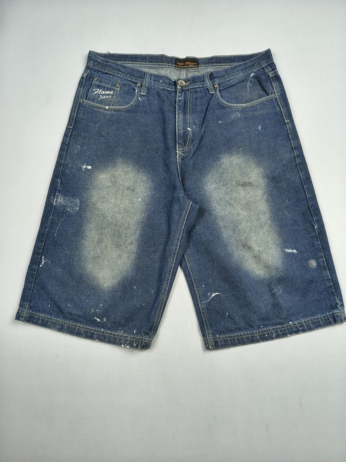 Southpole Flame Jeans Distressed AOP Biker Hip-Hop Jorts. (069) Size US 38 / EU 54 - 2 Thumbnail