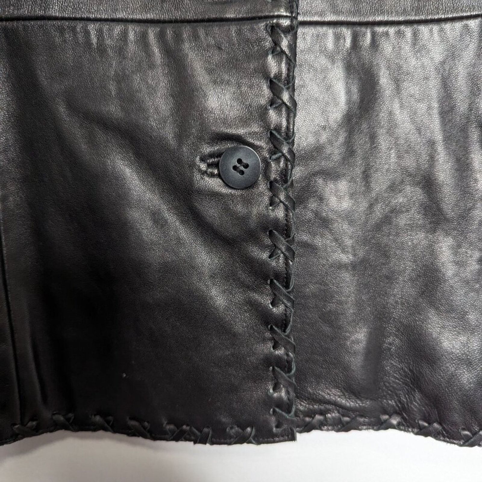 Vintage Vintage Jones New York Black Leather Long Sleeve Blazer L Size L / US 10 / IT 46 - 8 Thumbnail