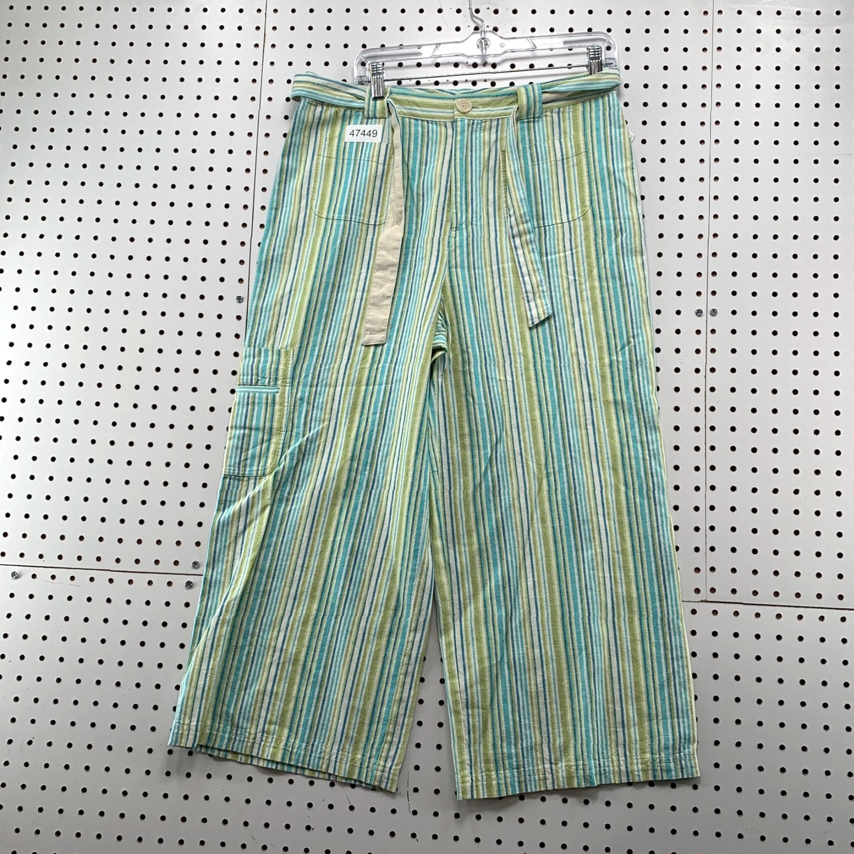 Vintage Fieldgear Linen Pants Womens 12 Green Wide Leg Drawstring Cotton Blend Casual Cropped 24in Inseam Size 34" / US 12 / IT 48 - 2 Thumbnail