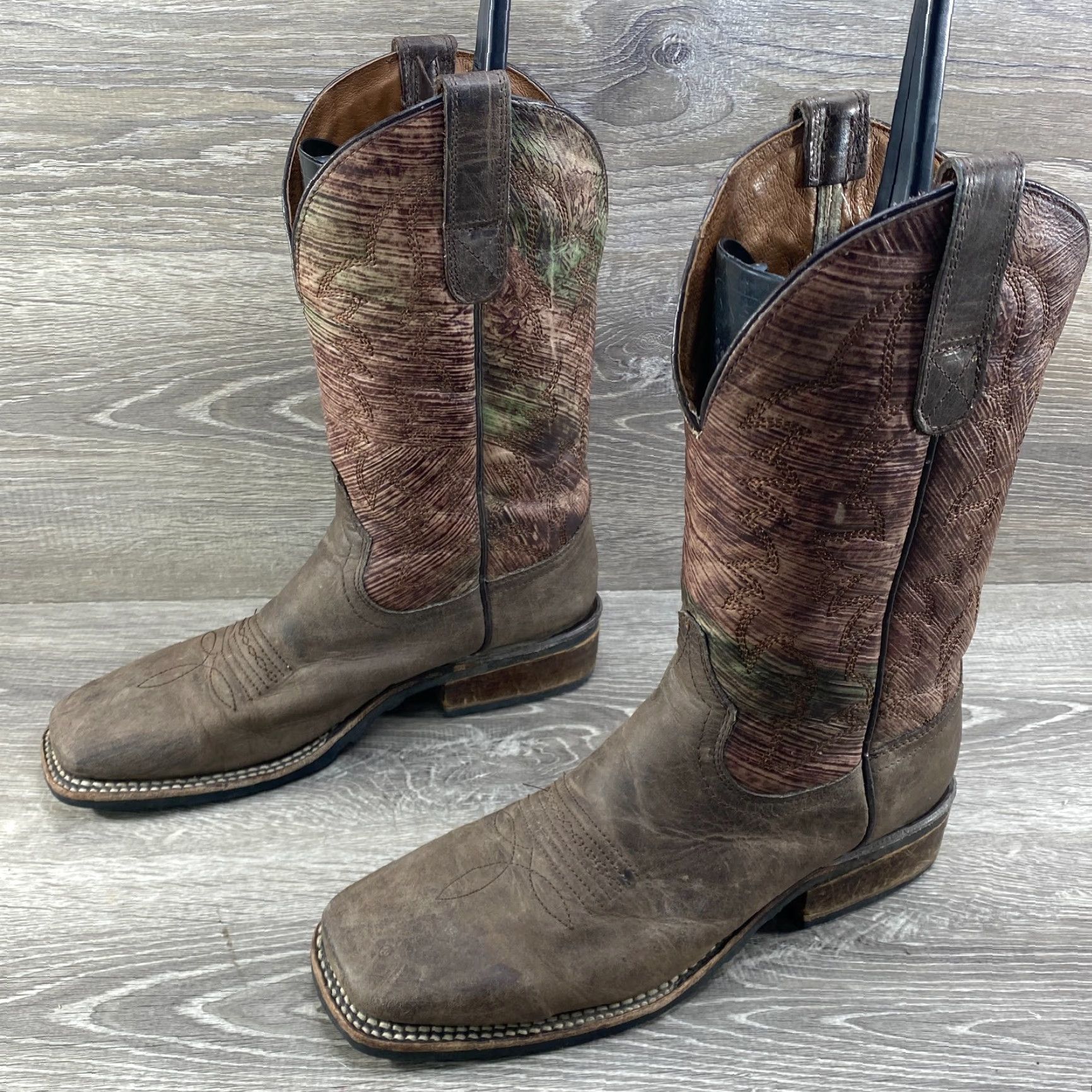 Vintage Circle G Men's 7.5 D Brown Leather Square Toe Cowboy Western Boots Distressed Size US 8 / EU 41 - 6 Thumbnail