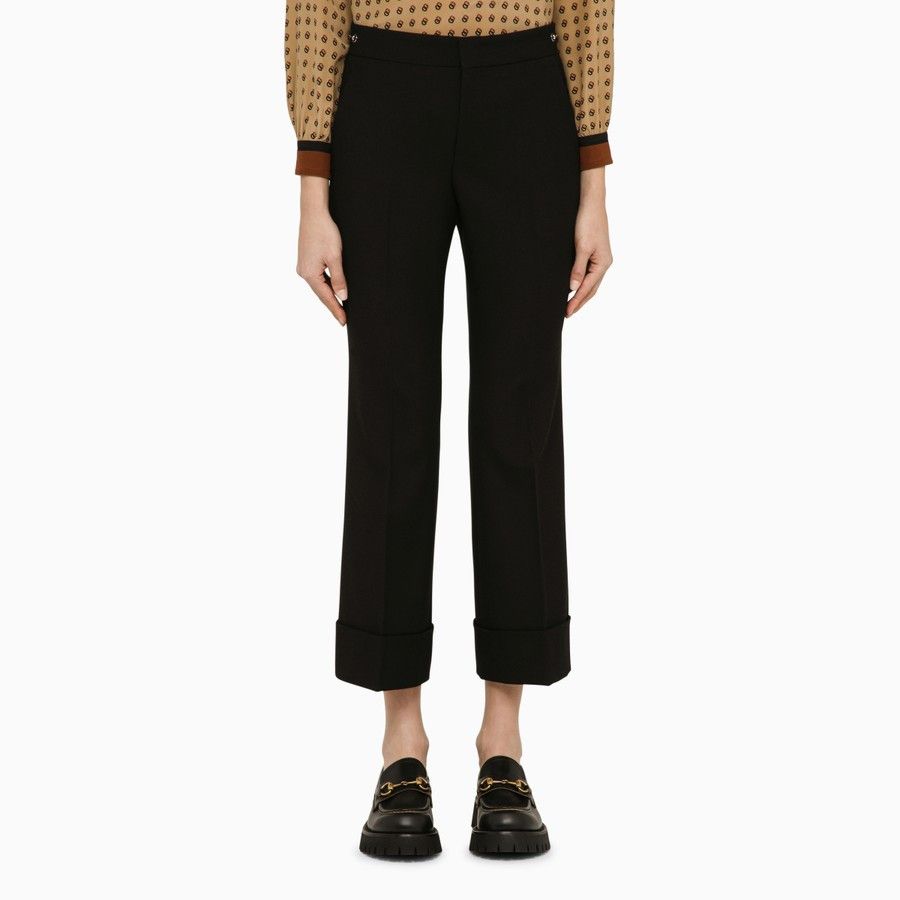 Gucci o1d2blof0824 Wool Cropped Trousers in Black Size 27" / US 4 / IT 40 - 1 Thumbnail