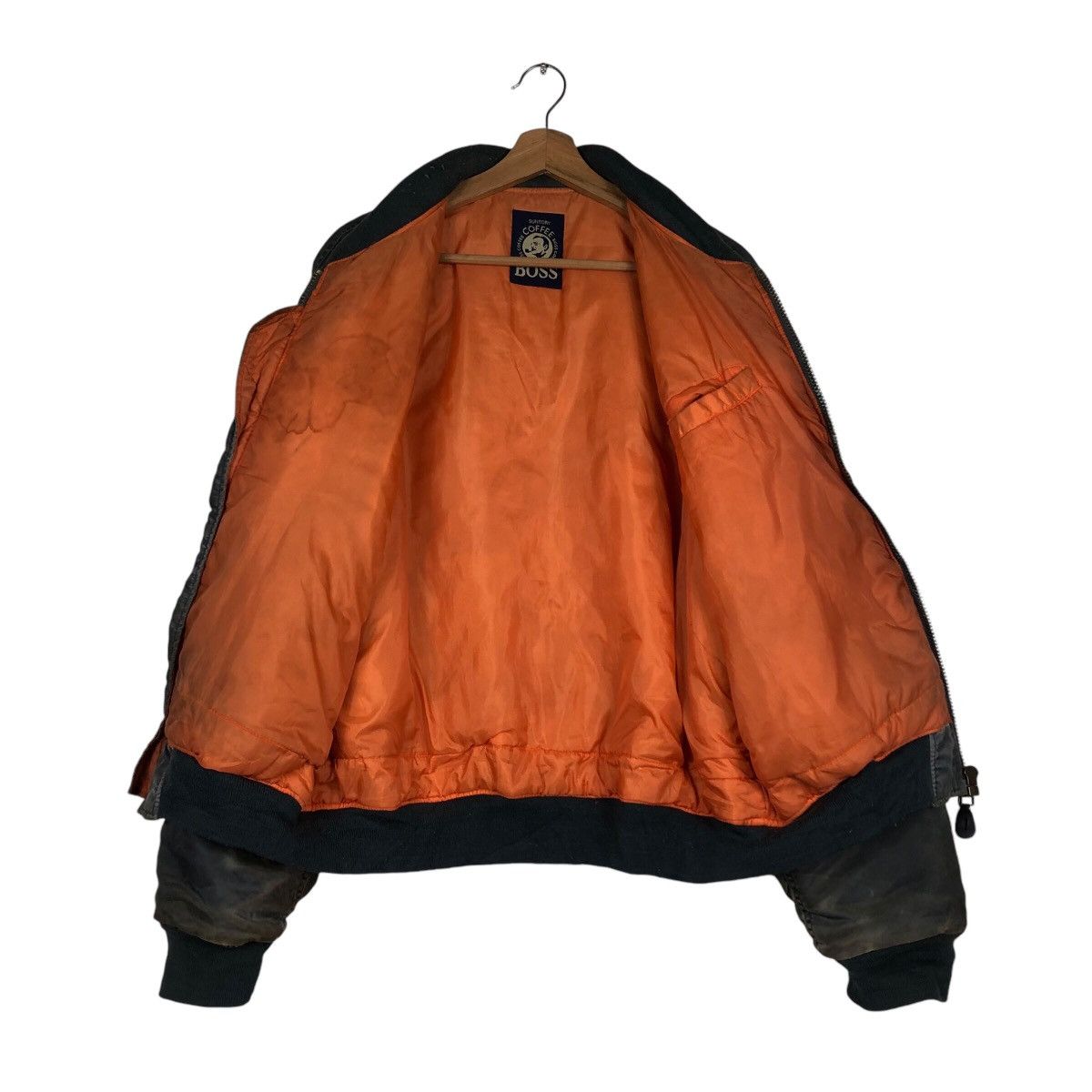 Japanese Brand 📌Vintage Fly Bomber Jacket Suntory Boss Coffee Big Logo Size US M / EU 48-50 / 2 - 14 Thumbnail