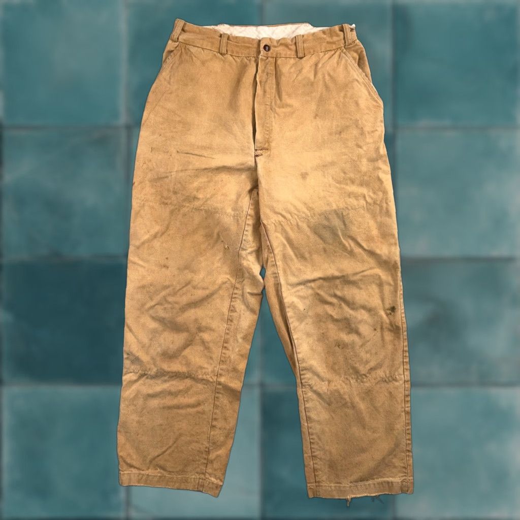 Vintage VINTAGE Duxbak Pants Falcon 28x27 Khaki Casual Creased Outdoor Rockabilly 50s 60s Mens Size US 28 / EU 44 - 1 Thumbnail