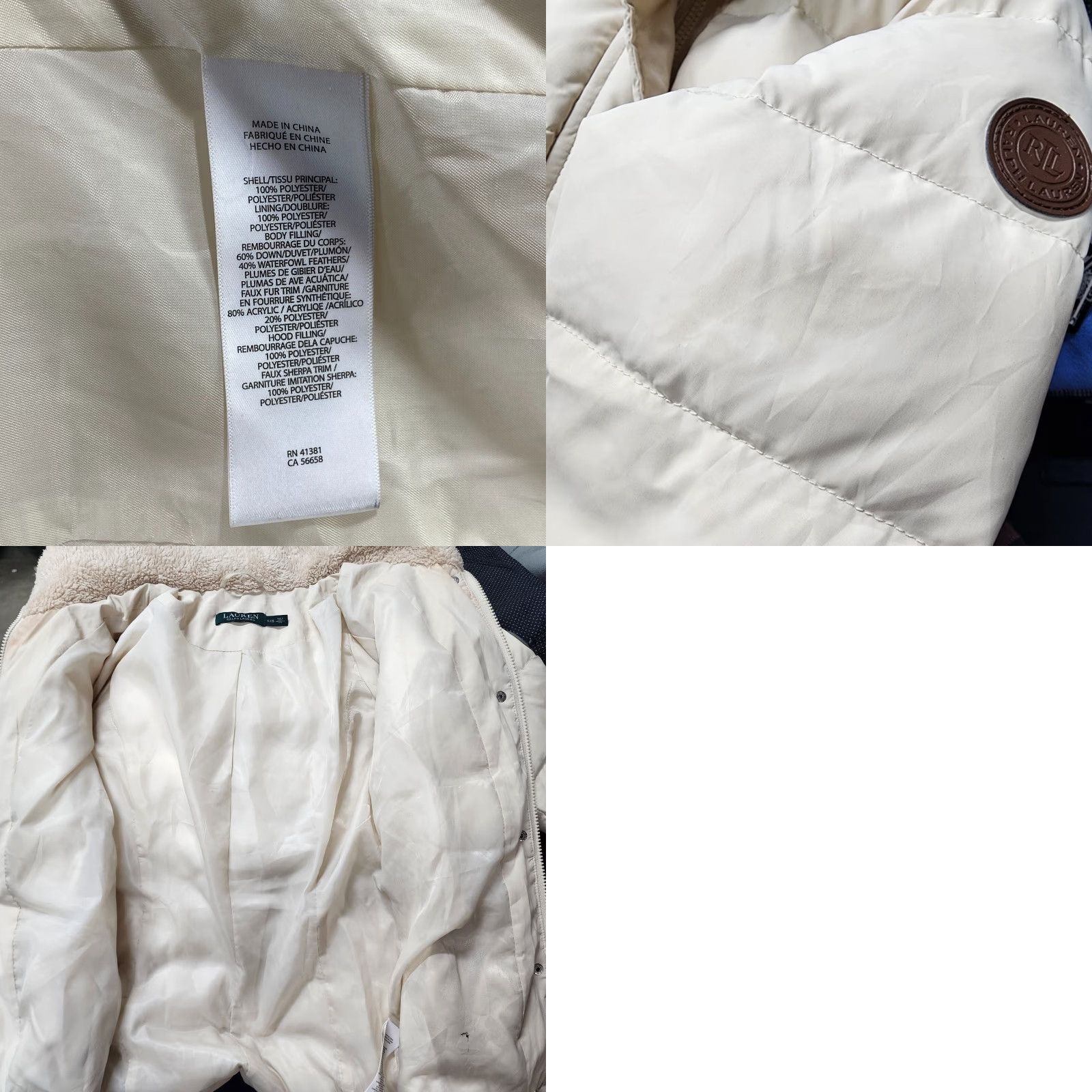 Ralph Lauren RALPH LAUREN Ivory Down Filled Coat Faux Fur Lined Hood Zip Coat Pockets XXS WMS Size XXS / US 00 / IT 34 - 10 Thumbnail