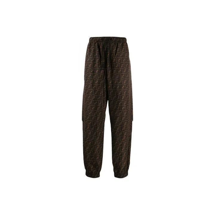 Fendi Brown Logo Print Casual Pants 0079