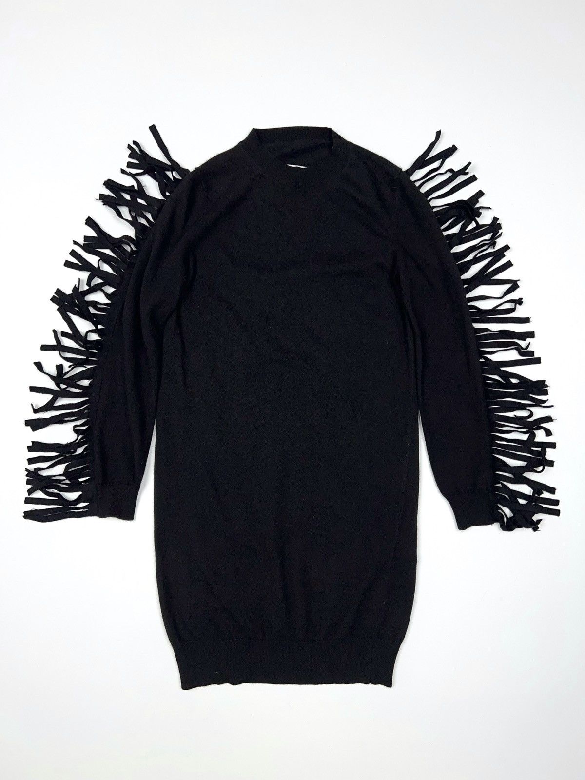 Maison Margiela Maison Margiela MM6 Long Sweater Black Fringe Tunic Dress Size S / US 4 / IT 40 - 1 Thumbnail