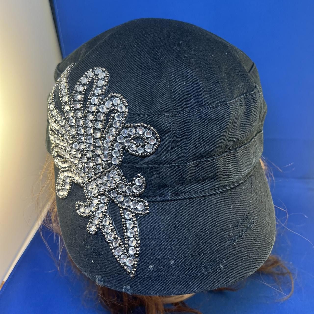 Other Stylish y2k Black Cap with Rhinestone Embellishment Size ONE SIZE - 3 Thumbnail