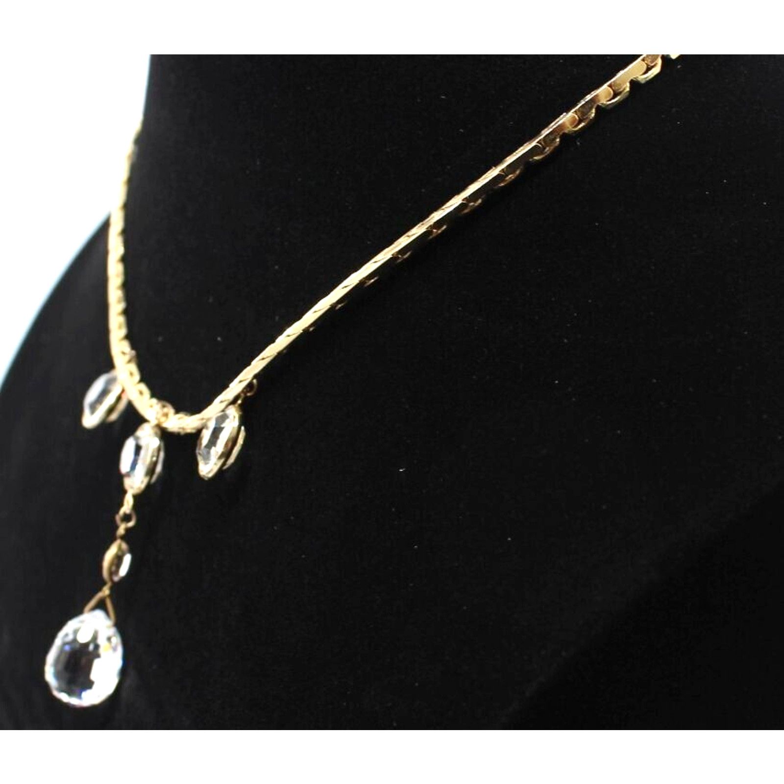 Other Vintage Crystal Ball Drop Necklace • Bezel Set •Faceted •16" Size ONE SIZE - 3 Thumbnail