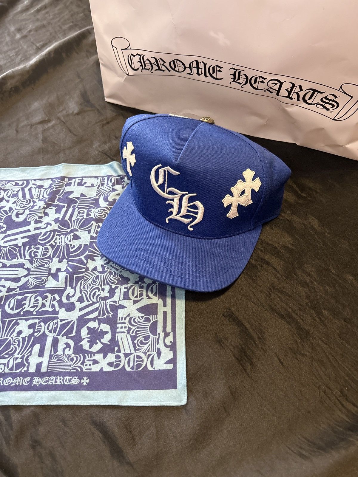 Chrome Hearts Chrome Hearts Blue/White Patches BaseBall Hat. Size ONE SIZE - 2 Thumbnail