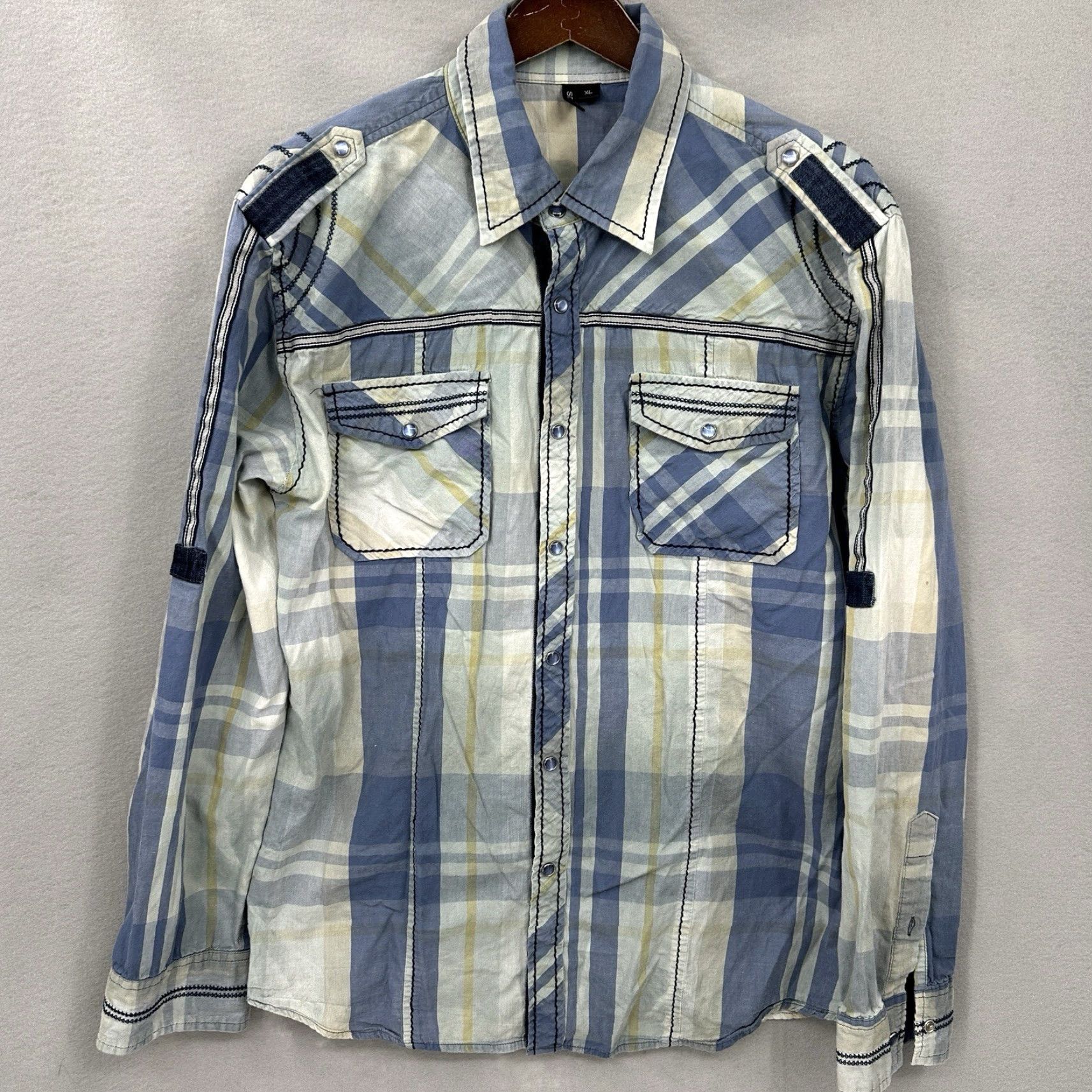 Vintage VINTAGE Smash Western Ranch Shirt Mens XL Pearl Snap Cowboy Rockabilly Denim Accents Size US XL / EU 56 / 4 - 3 Thumbnail
