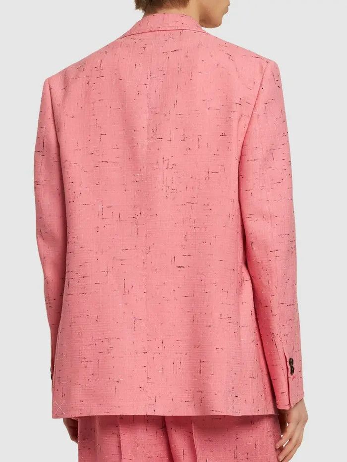 Japanese Brand o1s1rm03266 Textured Criss-Cross Viscose Silk Jacket in Pink Size US M / EU 48-50 / 2 - 3 Thumbnail