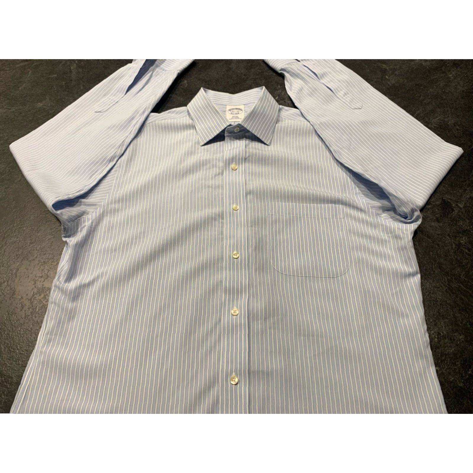 Brooks Brothers VINTAGE Brooks Brothers Dress Shirt Men 15.5 Slim Fit Long Sleeve Button-Front Blue White Stripe Cotton Size 40R - 2 Thumbnail