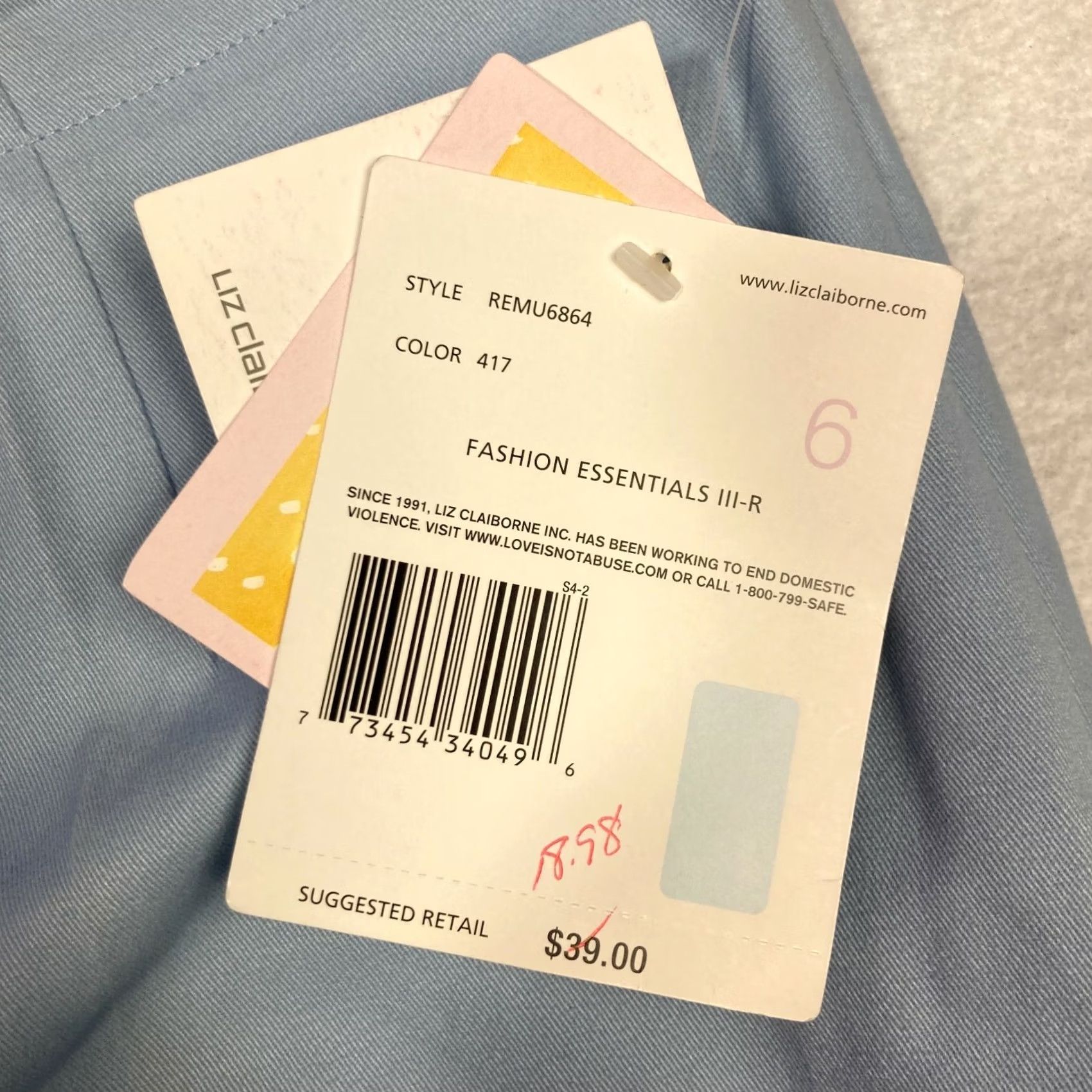 Liz Claiborne Liz Claiborne Womens Blue Stretch Have to Have Michaela Pants NWT Size 6 Size 28" / US 6 / IT 42 - 4 Thumbnail