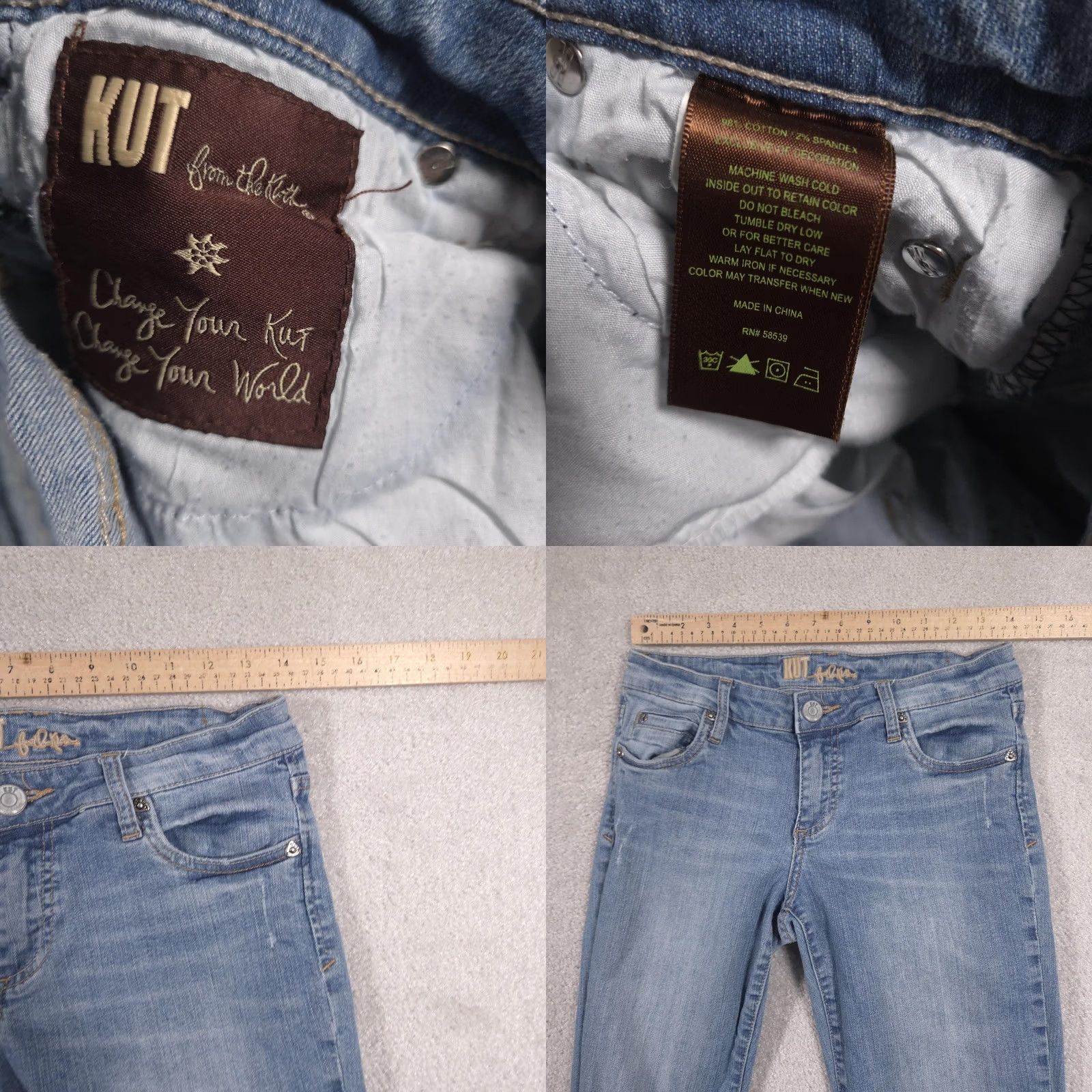 Vintage KUT from the Kloth Jeans Womens 4 Blue Mid Rise Skinny Stretch Embroidered Denim Size 27" / US 4 / IT 40 - 8 Thumbnail