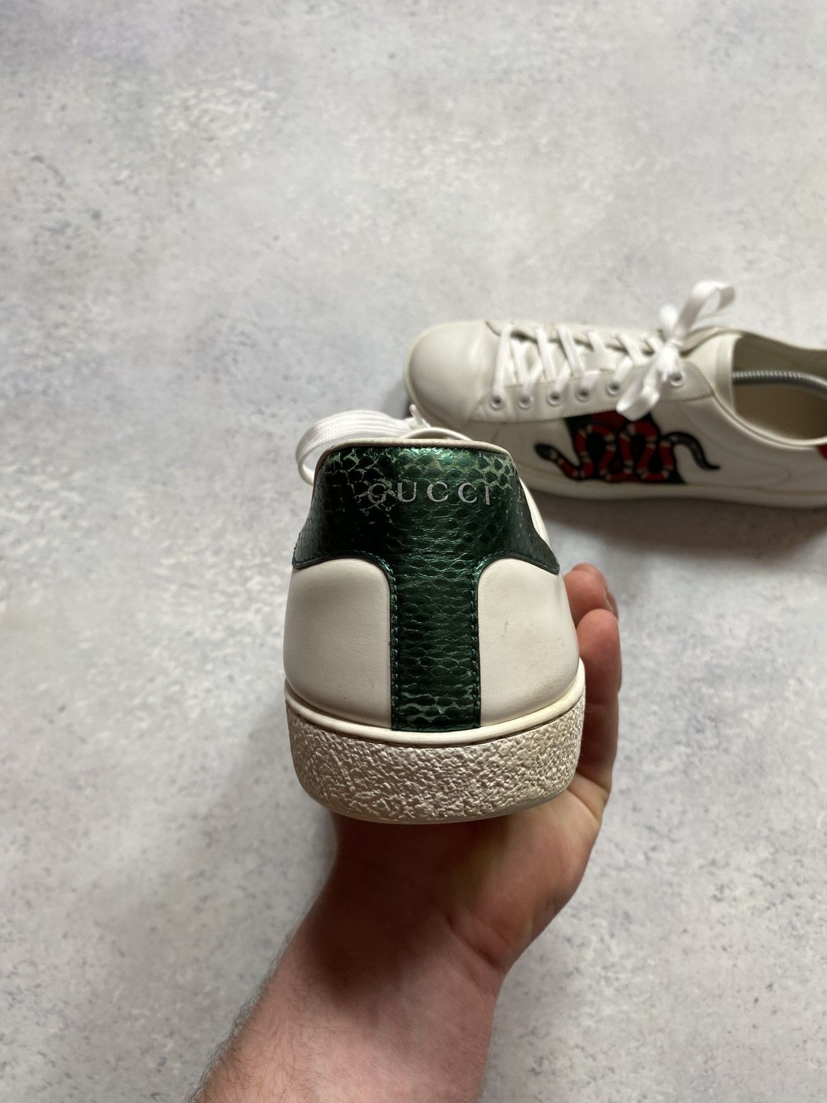 Gucci Gucci Ace Snake White Leather Shoes Trainers UK11 US11.5 Size US 11.5 / EU 44-45 - 9 Thumbnail