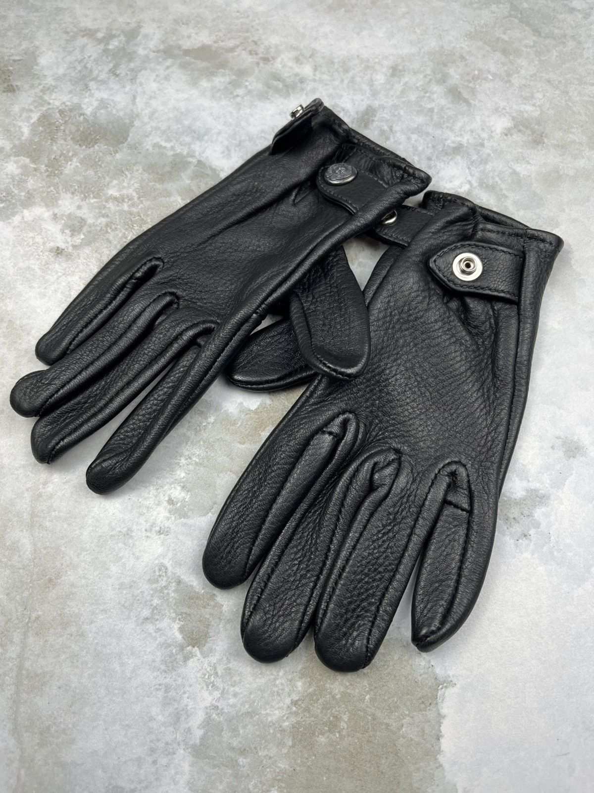 Chrome Hearts Chrome Hearts Silver Horseshoe Snap Leather Gloves Black Size ONE SIZE - 2 Thumbnail