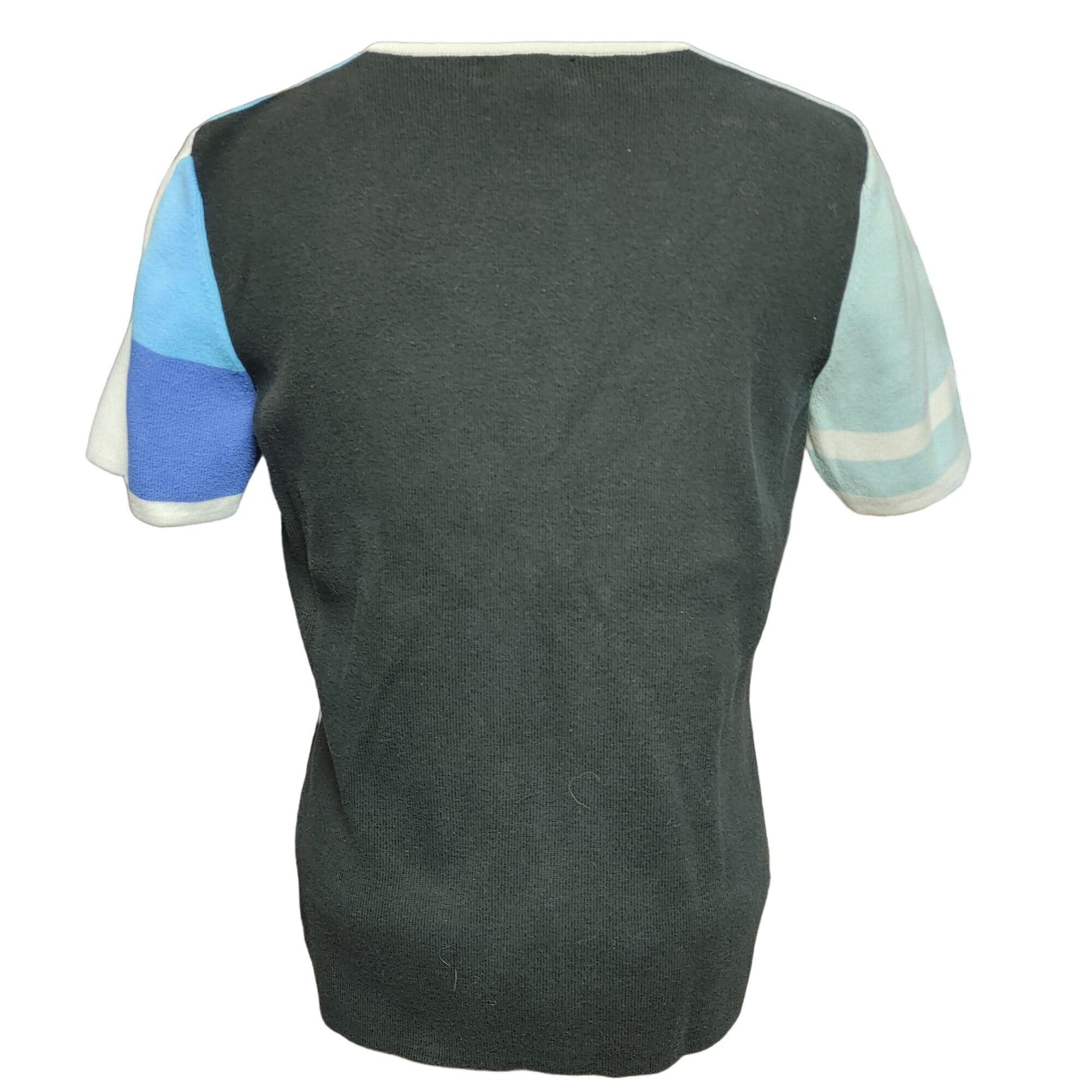 Other Hampshire Studio Women's White/Blue Color Block Knit T-Shirt Size M / US 6-8 / IT 42-44 - 2 Thumbnail
