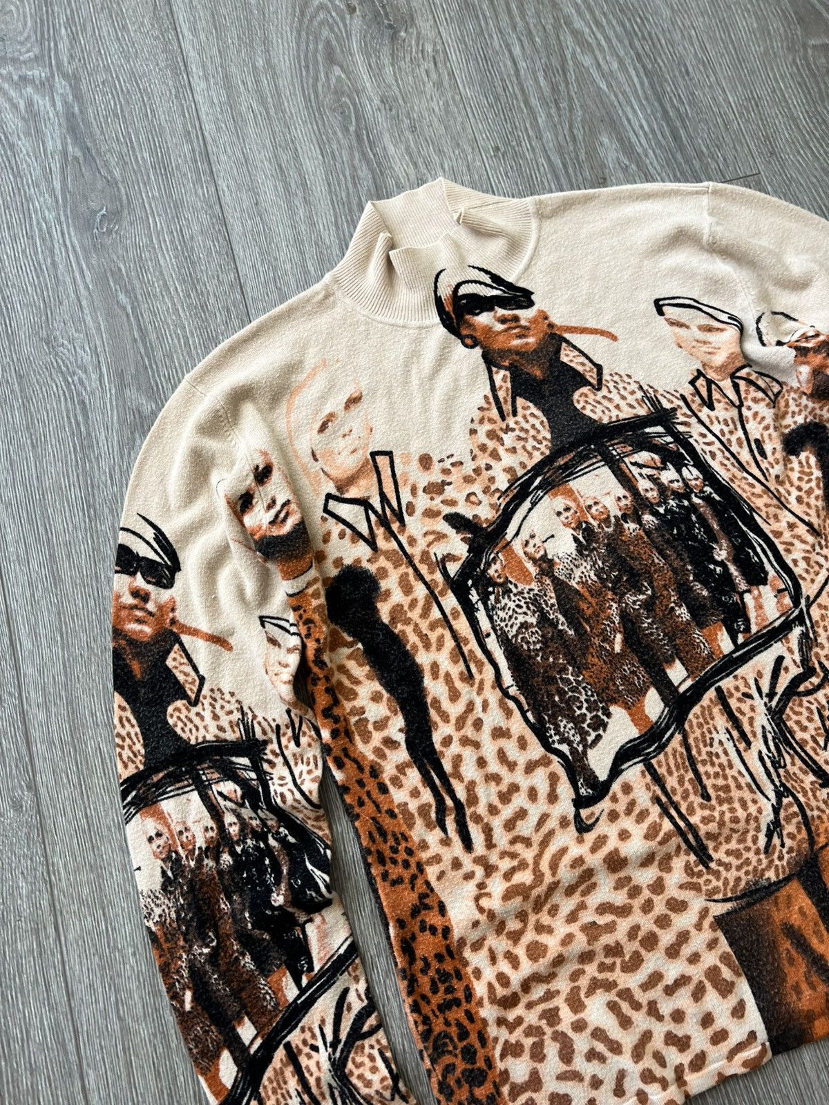Japanese Brand Vintage XFN Leopard Graphic Print Knit Jumper JPG Style Size L / US 10 / IT 46 - 6 Thumbnail