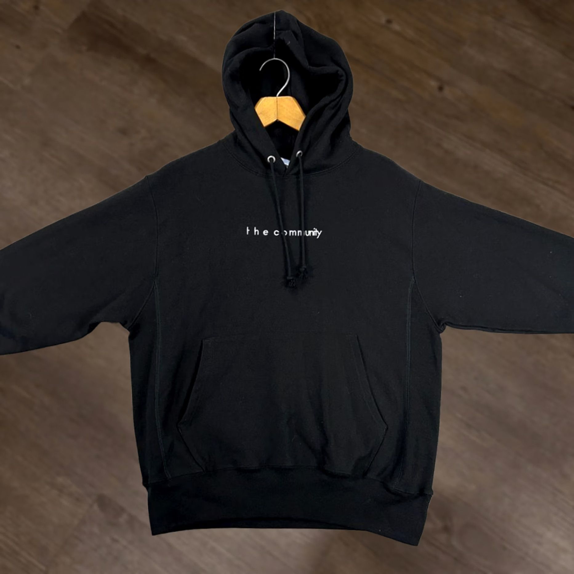 Champion Champion Reverse Weave Hoodie Sweatshirt Mens Medium Black Pullover Drawstring Pockets Logo Outdoor Size US M / EU 48-50 / 2 - 1 Thumbnail