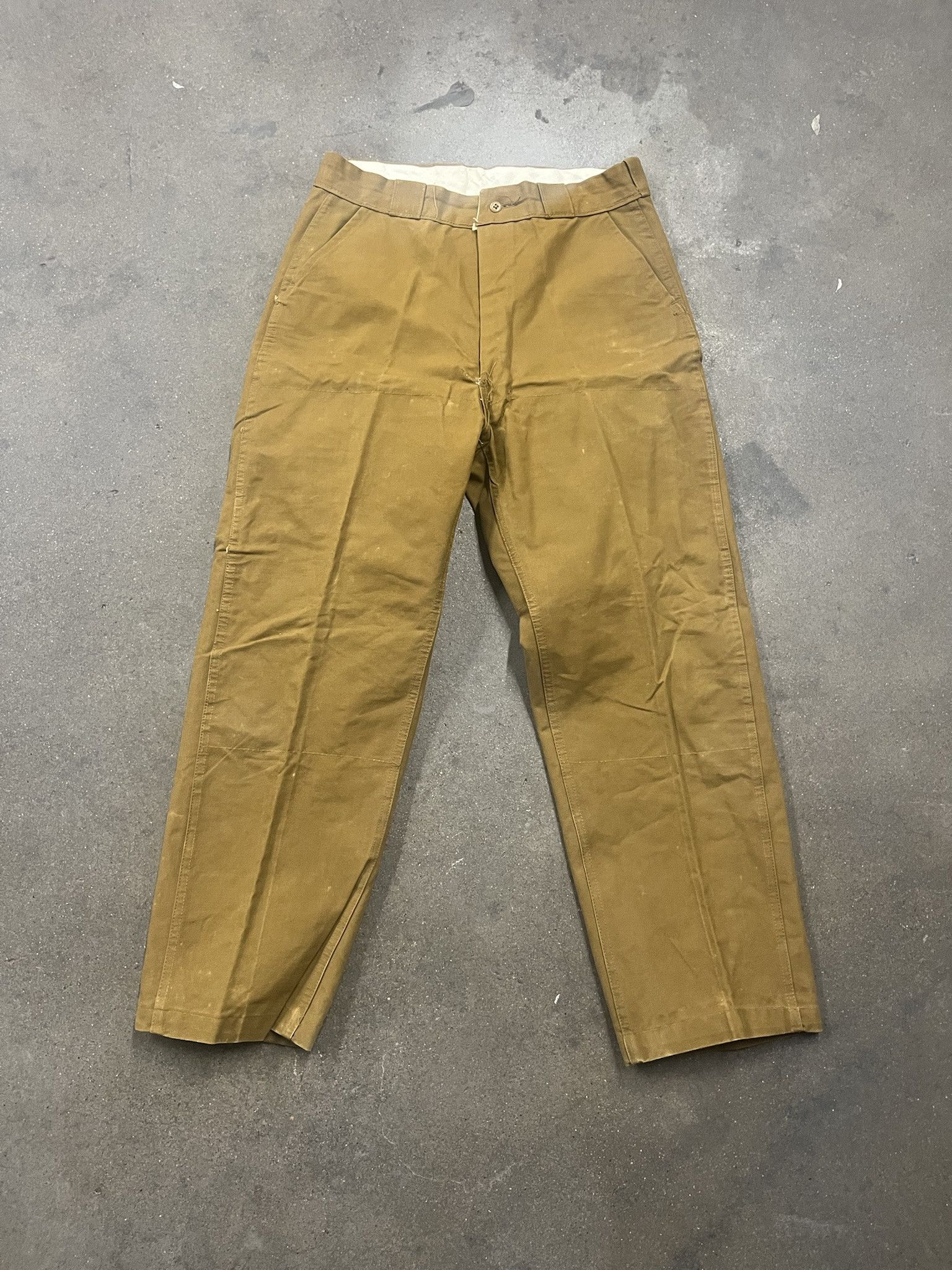Vintage 1960s Bullseye Bill Double Knee Water Resistant Work Pants Size 34
