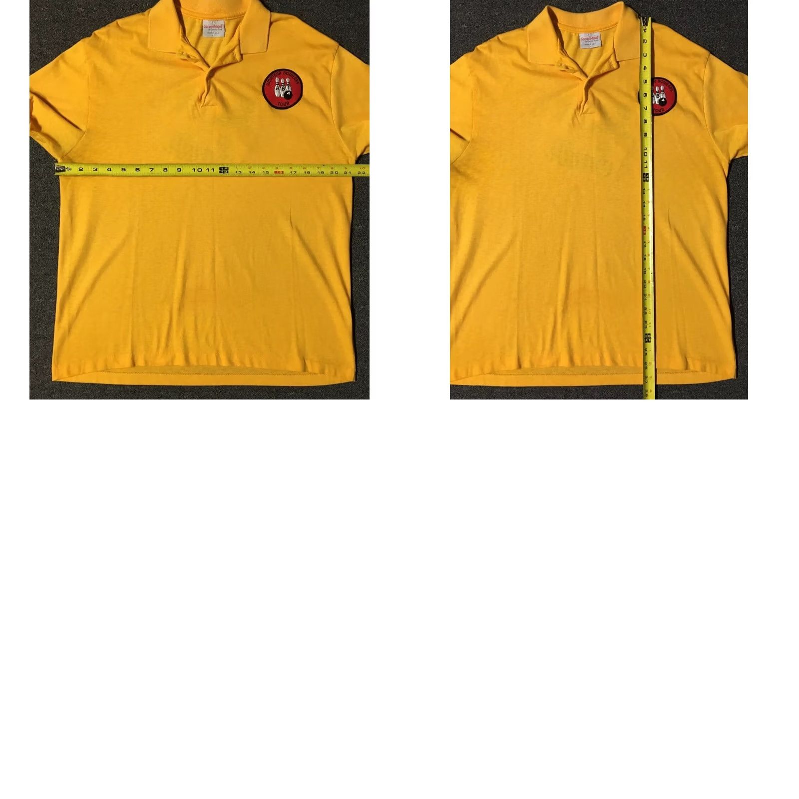 Vintage VINTAGE Screen Mates Amateur Bowling Tour Polo Shirt M USA Yellow Short Sleeve Striped Pattern 80s 90s Mens Size US M / EU 48-50 / 2 - 8 Thumbnail