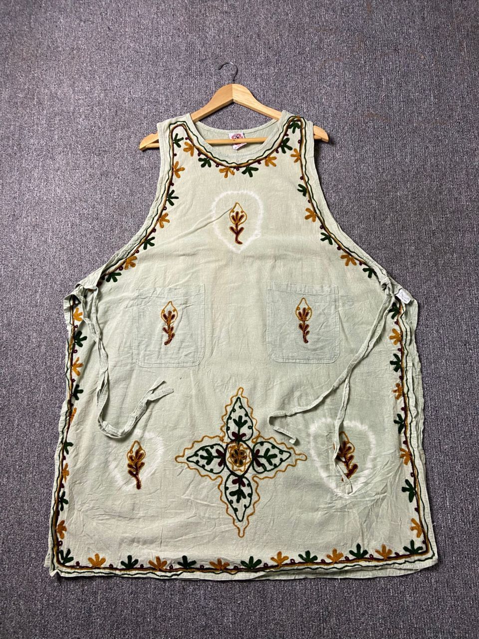 Japanese Brand Jagannath Embroidered Apron Long Dress (180) Size ONE SIZE - 1 Thumbnail